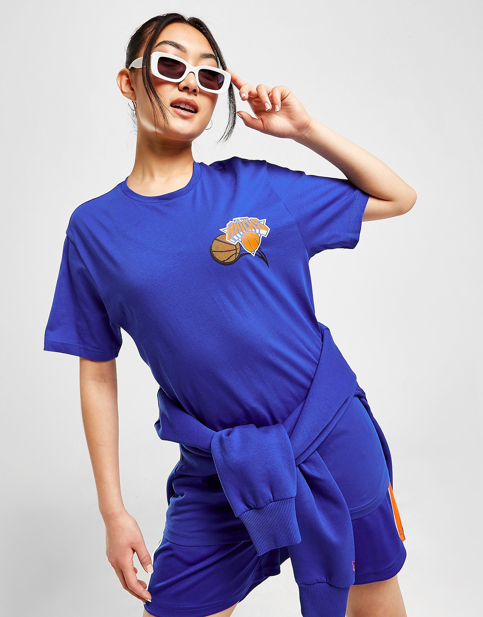 

New Era NBA New York Knicks Back Graphic T-Shirt - Blue - Womens, Blue