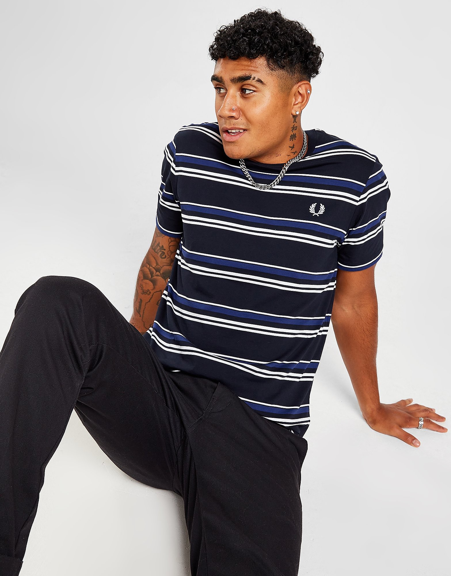 

Fred Perry Fine Stripe T-Shirt - Blue - Mens, Blue