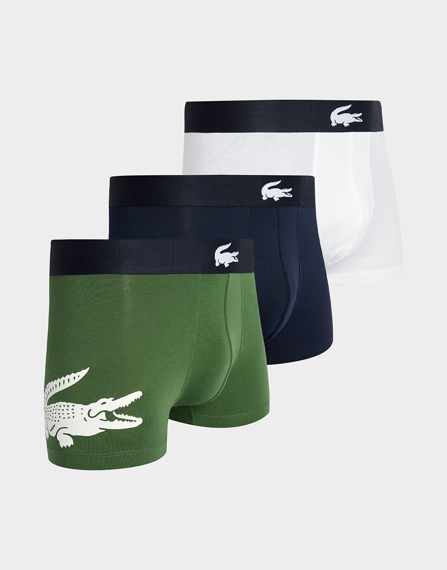 

Lacoste 3-Pack Croc Logo Trunks - Green - Mens, Green