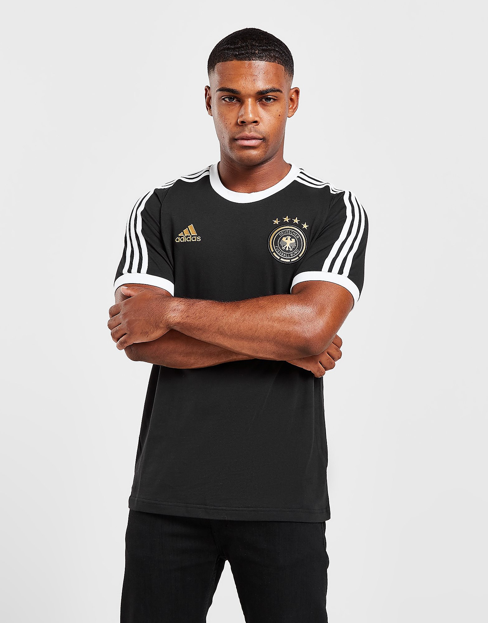 

adidas Germany World Cup DNA 3-Stripes T-Shirt - Black / White - Mens, Black / White
