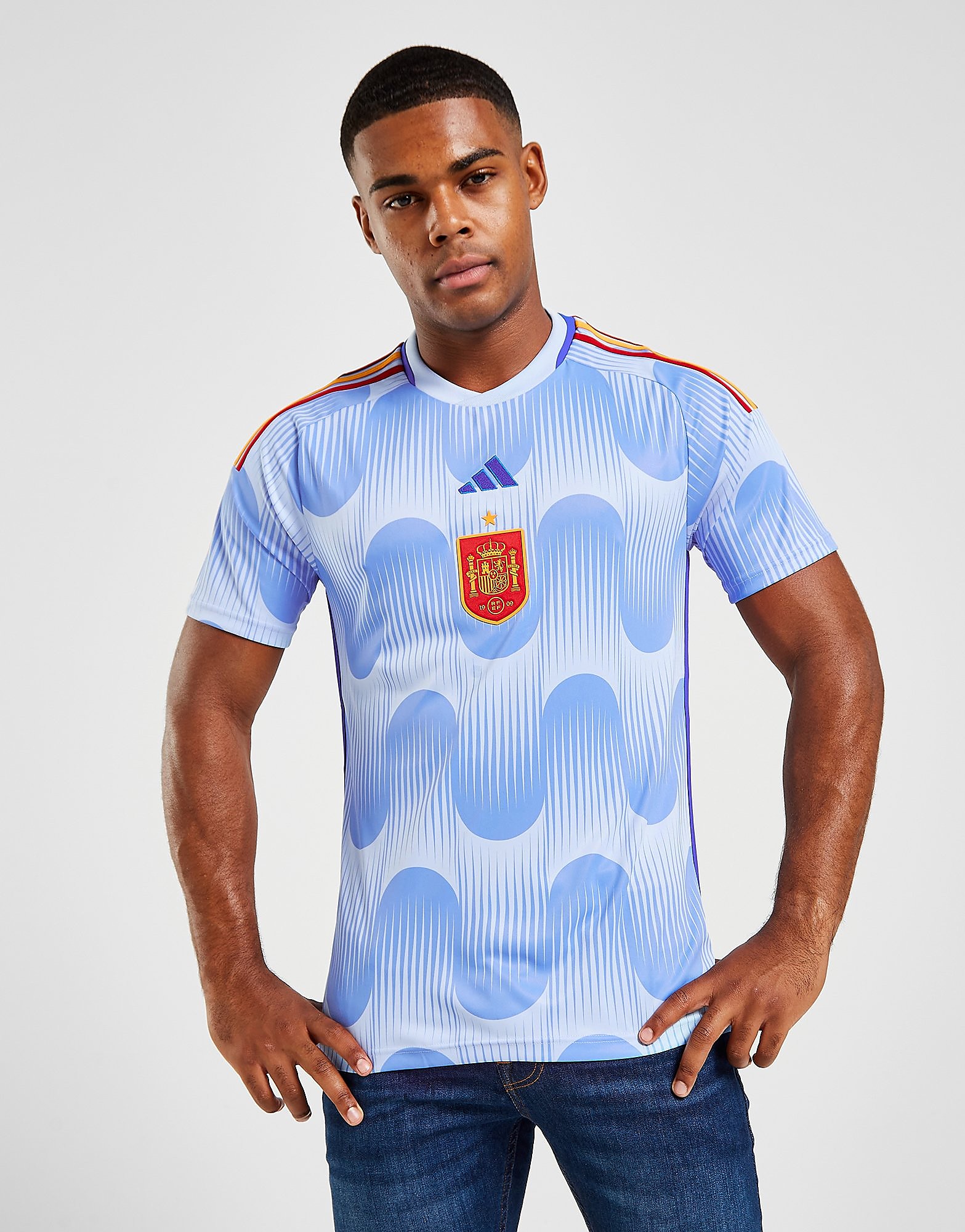 

adidas Spain 2022 Away Shirt - Glow Blue / Glow Blue - Mens, Glow Blue / Glow Blue