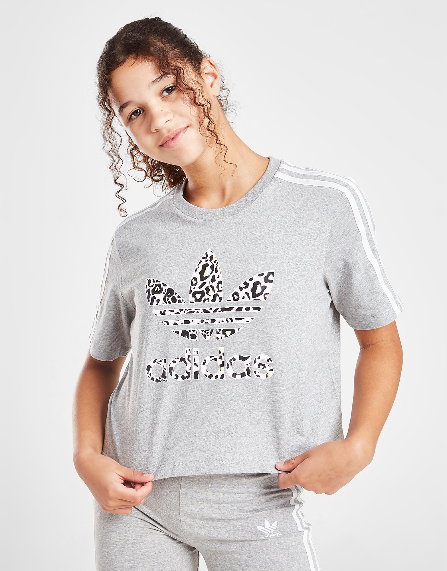 

adidas Originals Girls' All Over Print Crop T-Shirt Junior - Only at JD - GREY - Kids, GREY