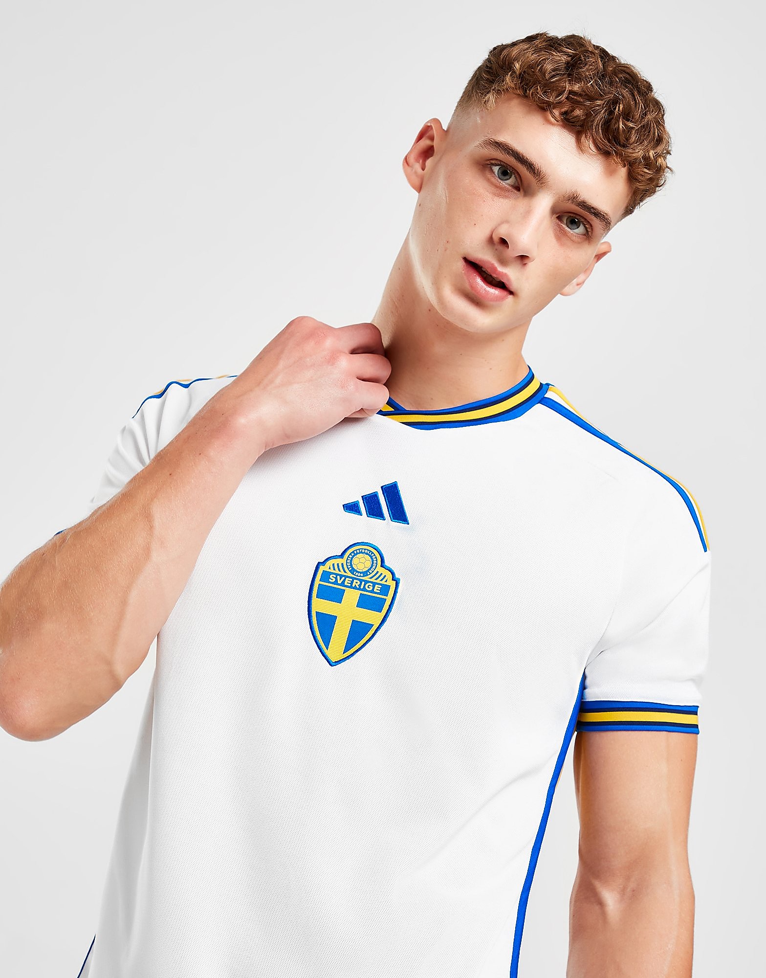 

adidas Sweden 2022 Away Shirt - White / Glow Blue - Mens, White / Glow Blue