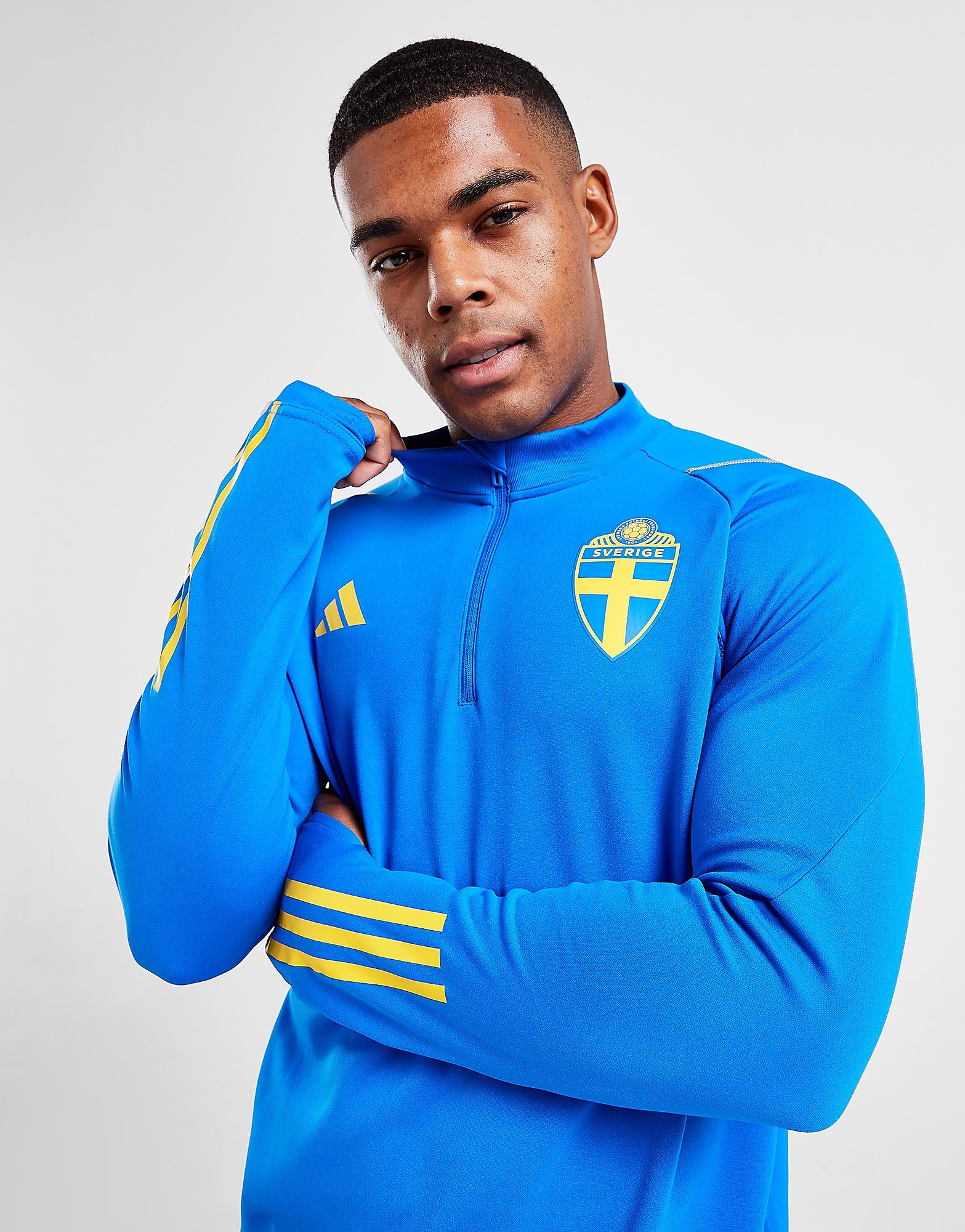 

adidas Sweden Training Top - Glow Blue / Eqt Yellow - Mens, Glow Blue / Eqt Yellow