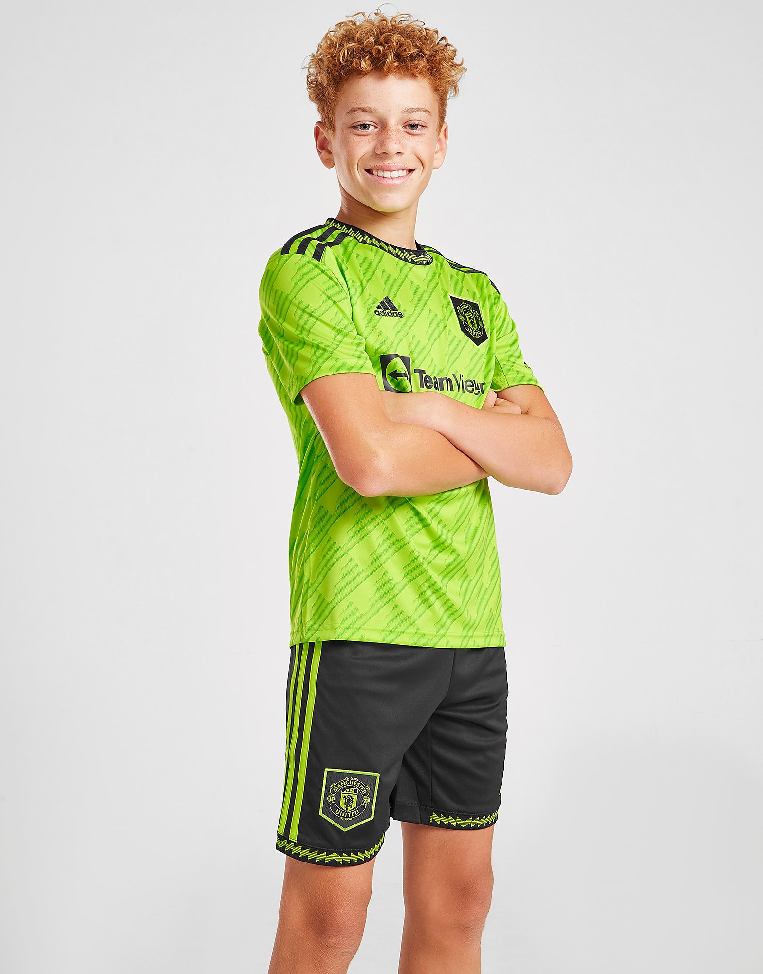 

adidas Manchester United FC 2022/23 Third Shorts Junior - Semi Solar Slime - Kids, Semi Solar Slime