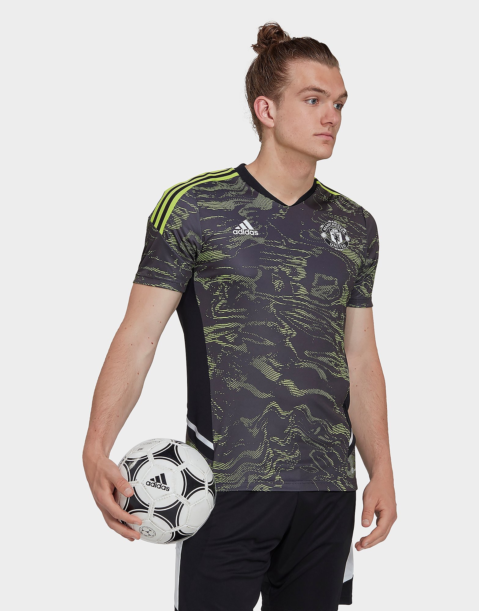 

adidas Manchester United FC Training Shirt - Semi Solar Slime / Black - Mens, Semi Solar Slime / Black