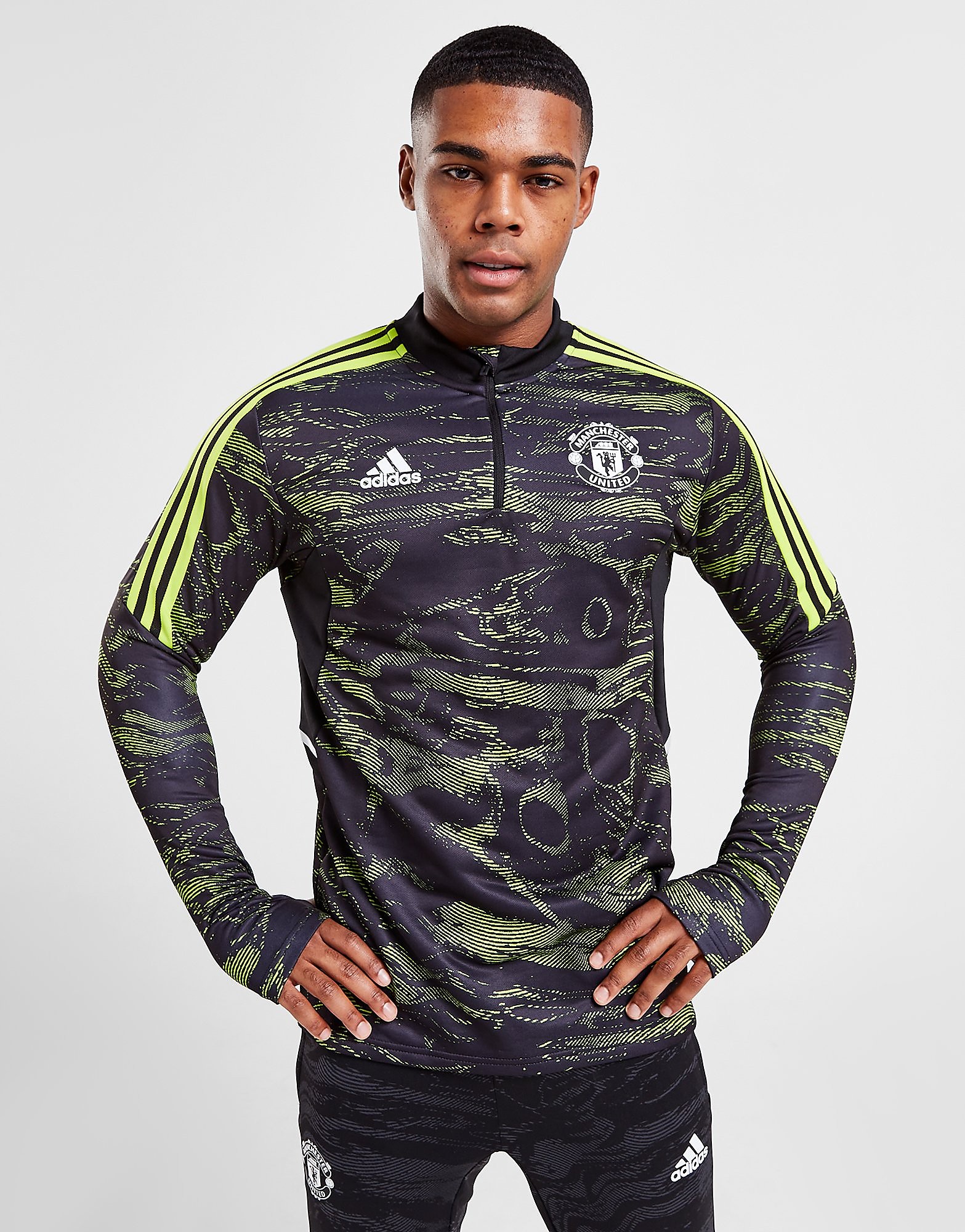 

adidas Manchester United FC Training Top - Semi Solar Slime / Black - Mens, Semi Solar Slime / Black