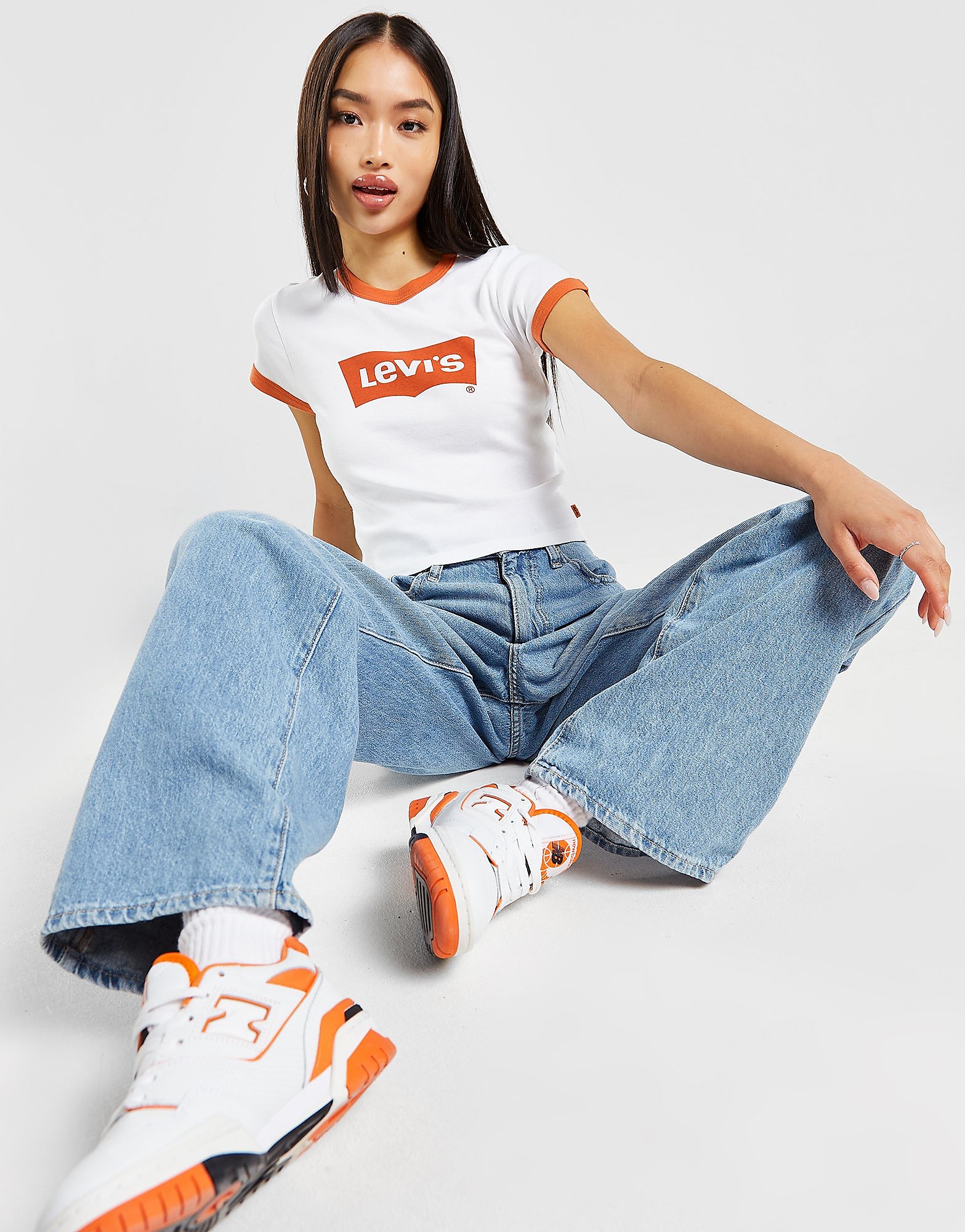 

LEVI'S Crop Ringer T-Shirt - White - Womens, White