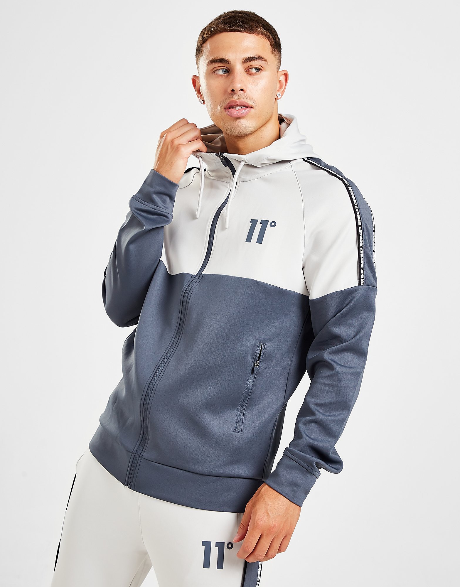 

11 Degrees Poly Full Zip Hoodie - Only at JD - Grey - Mens, Grey