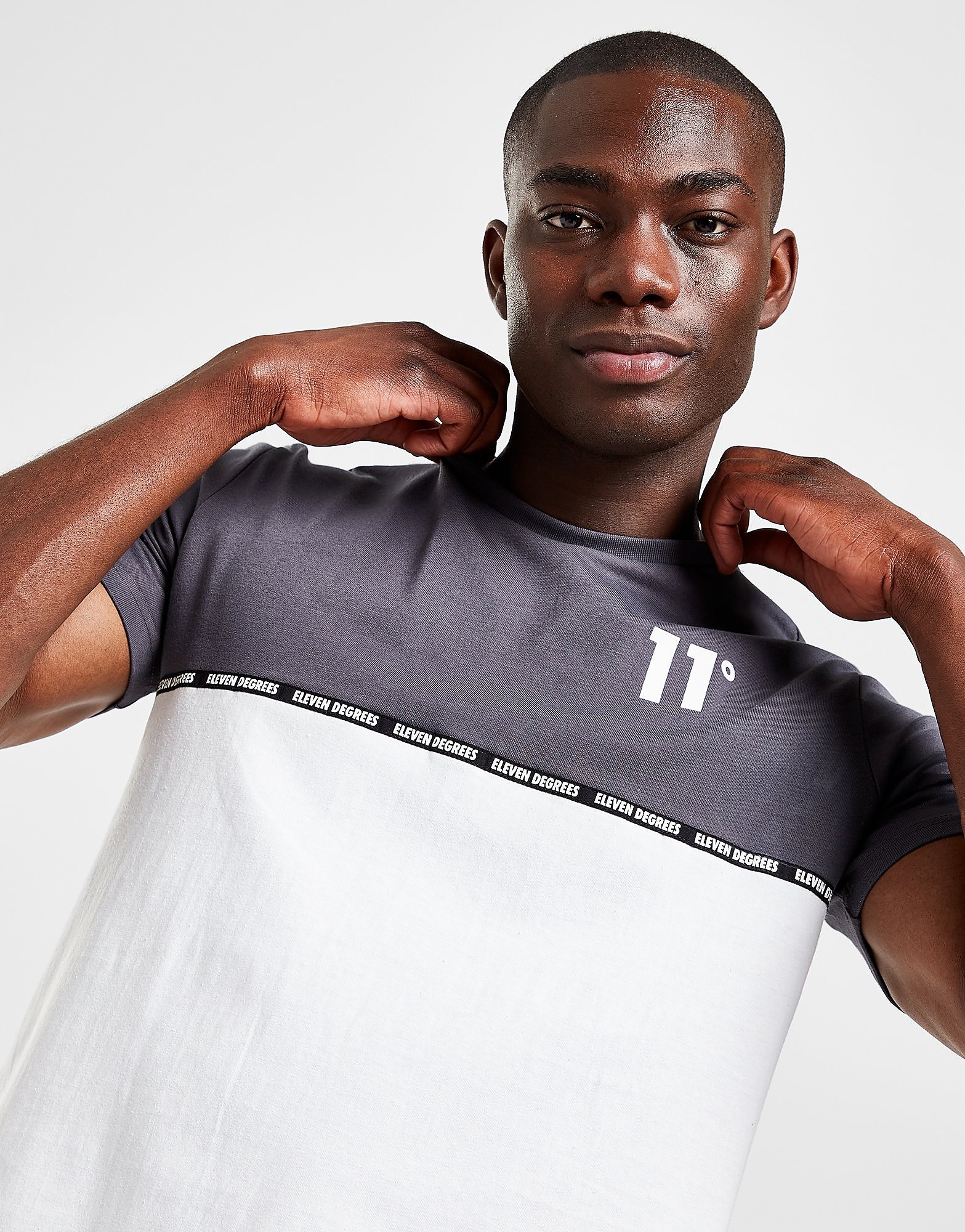 11 Degrees Tape Logo T-Shirt - Only at JD - White - Mens, White