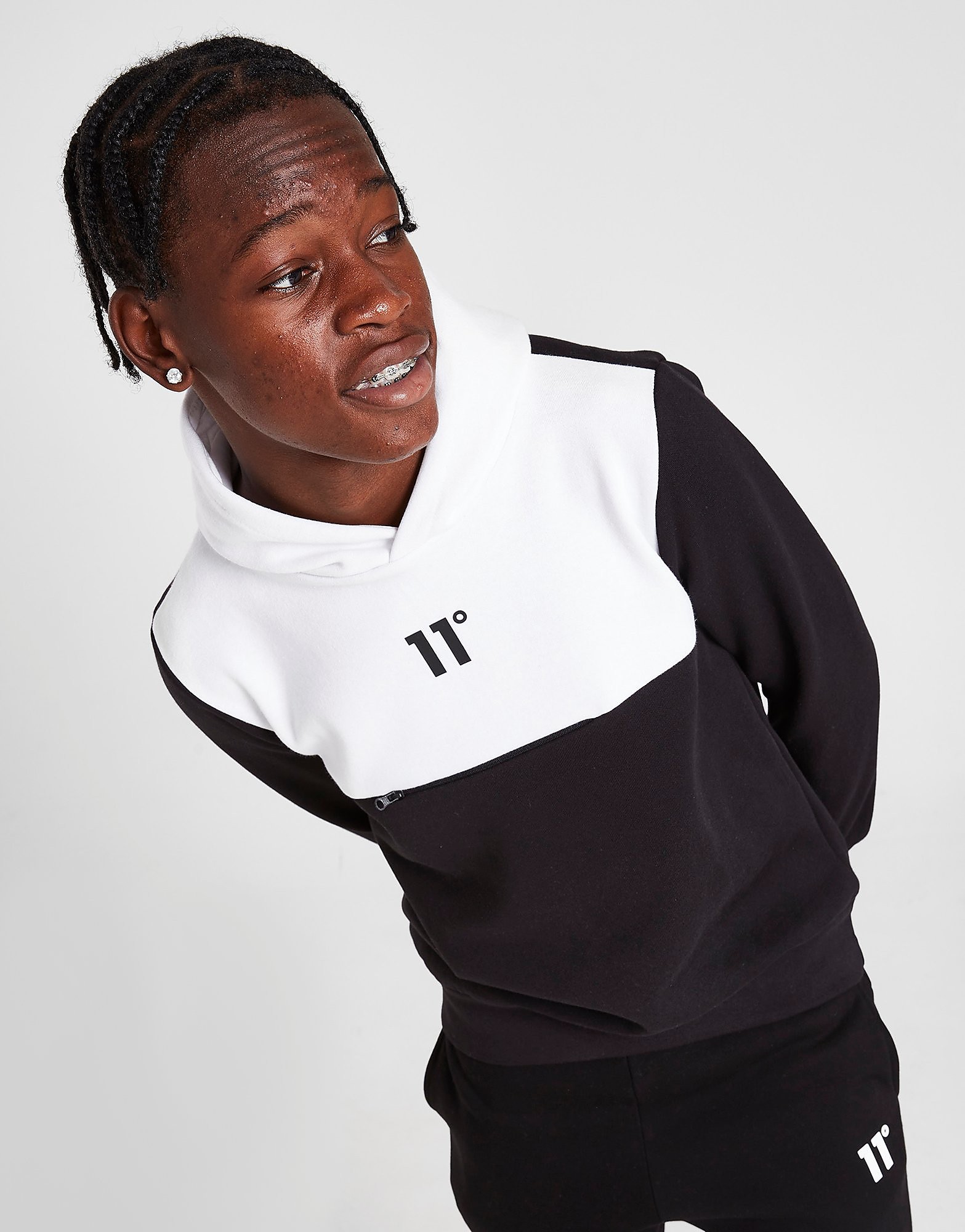 

11 Degrees Colour Block Pocket Hoodie Junior - Only at JD - Black - Kids, Black