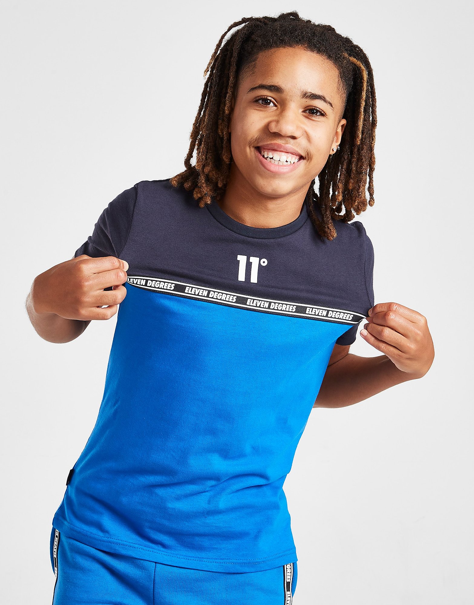 

11 Degrees Colour Block Tape T-Shirt Junior - Only at JD - Blue - Kids, Blue