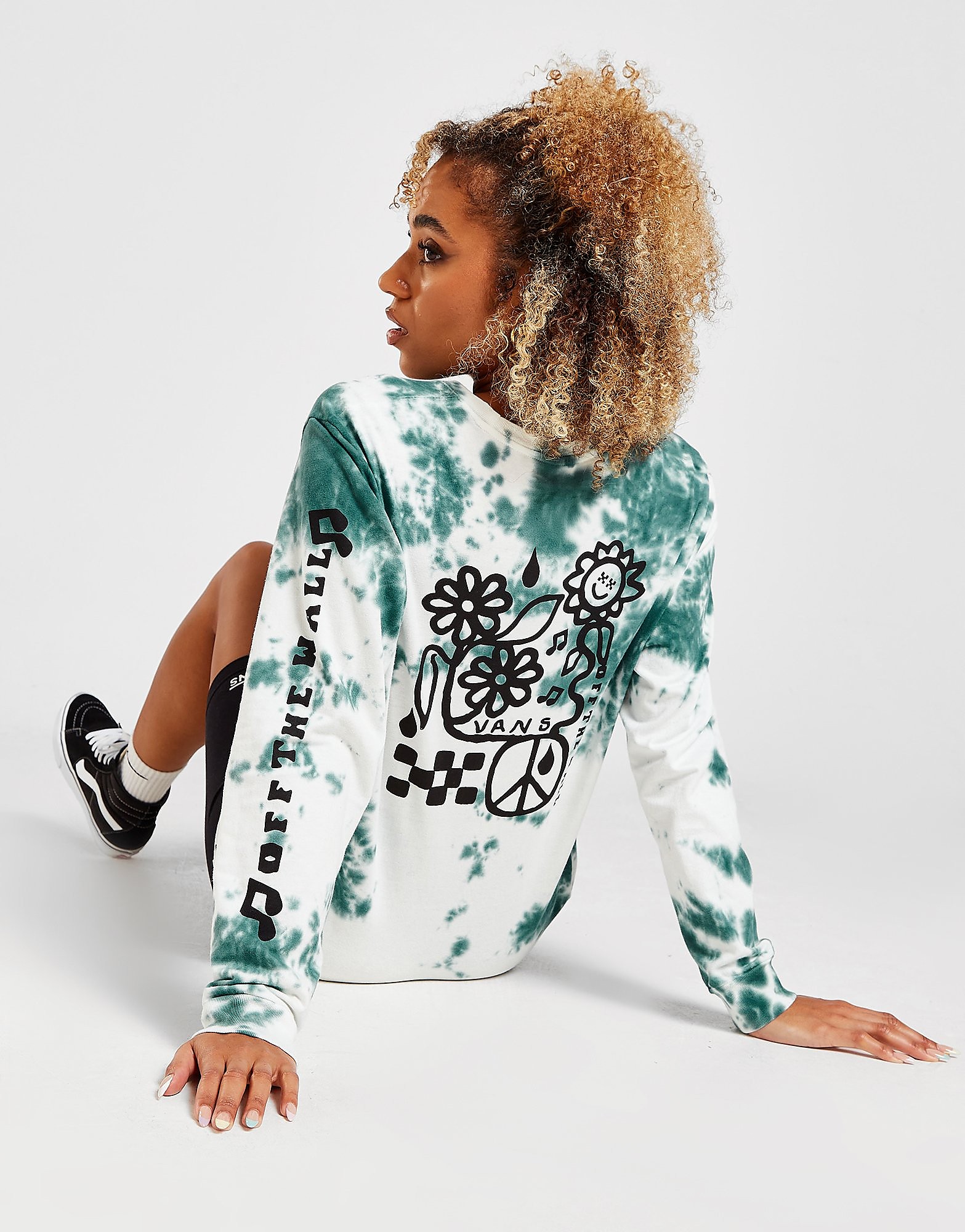

Vans Hazy Cloud Graphic Long Sleeve T-Shirt - White/Green - Womens, White/Green