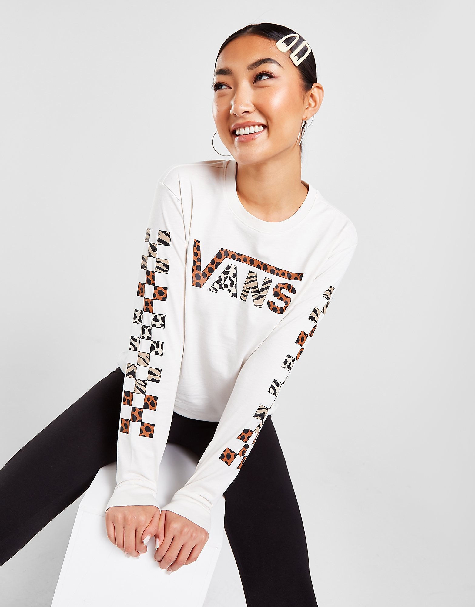 

Vans Leopard Infill Long Sleeve T-Shirt - White - Womens, White