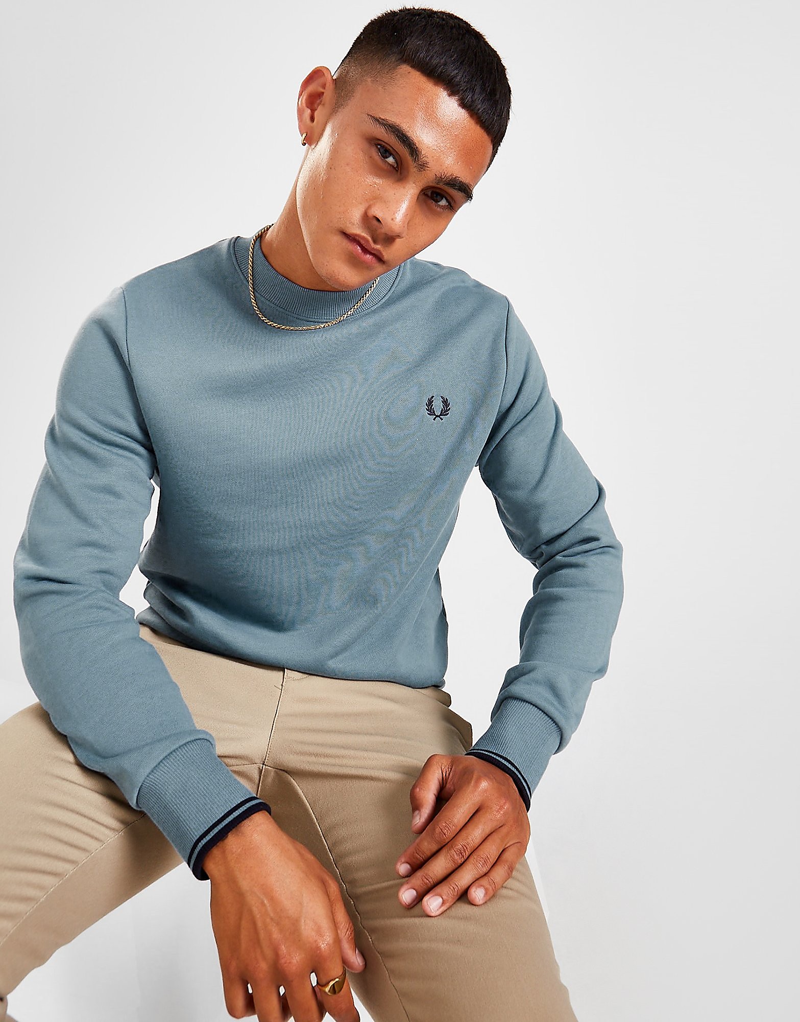 

Fred Perry Twin Tipped Crew Sweatshirt - Blue - Mens, Blue