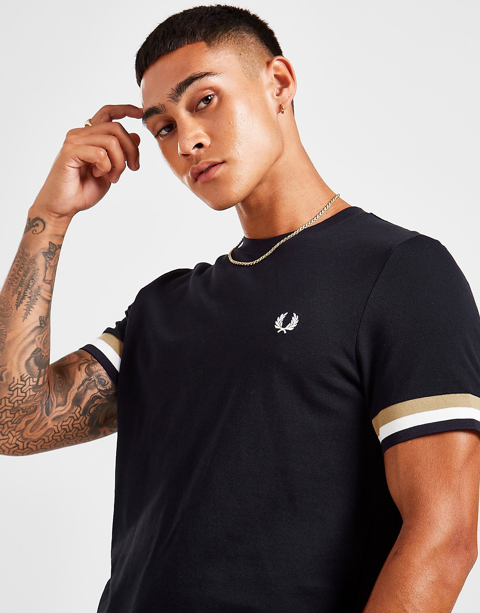 

Fred Perry Bold Tipped Pique T-Shirt - Blue - Mens, Blue