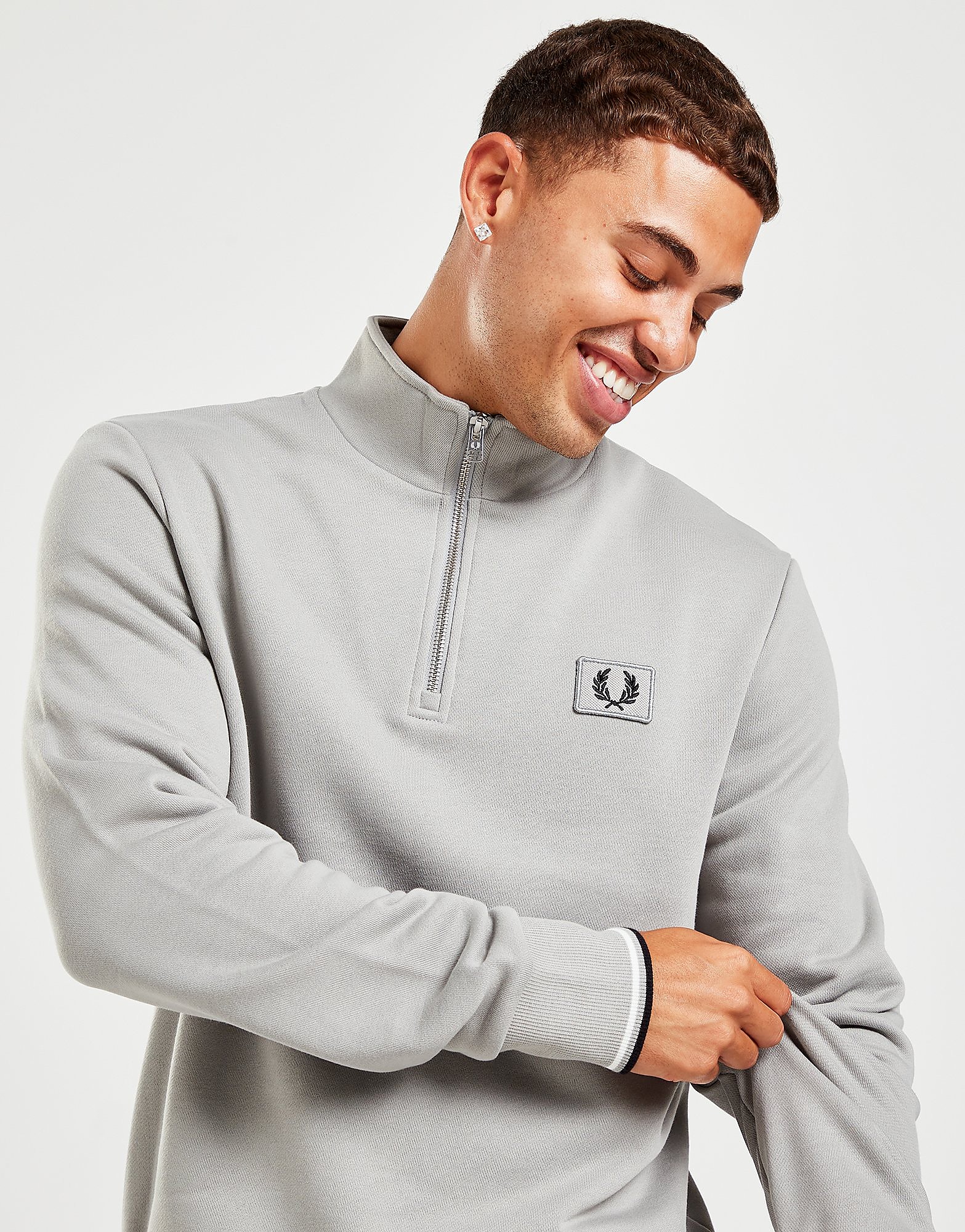 

Fred Perry Badge Logo 1/4 Zip Sweatshirt - Only at JD - Grey - Mens, Grey