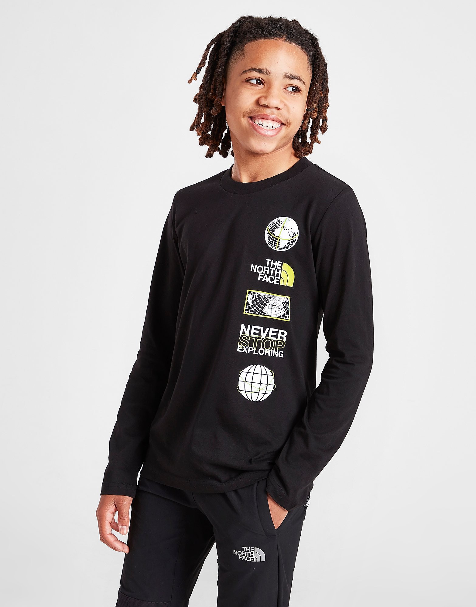 

The North Face Long Sleeve Repeat Globe T-Shirt Junior - Only at JD - Black - Kids, Black