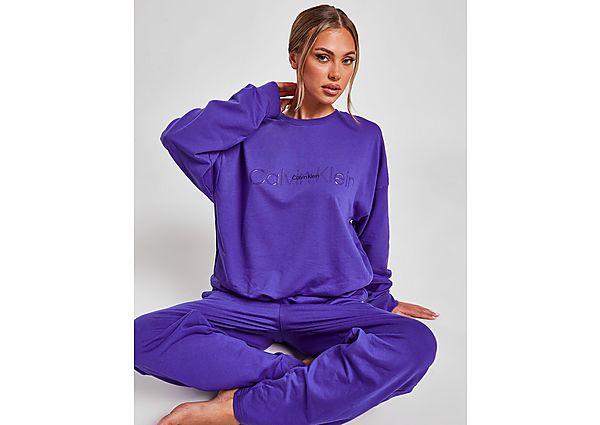 Calvin Klein Lounge Long Sleeve Crew Sweatshirt, Blue