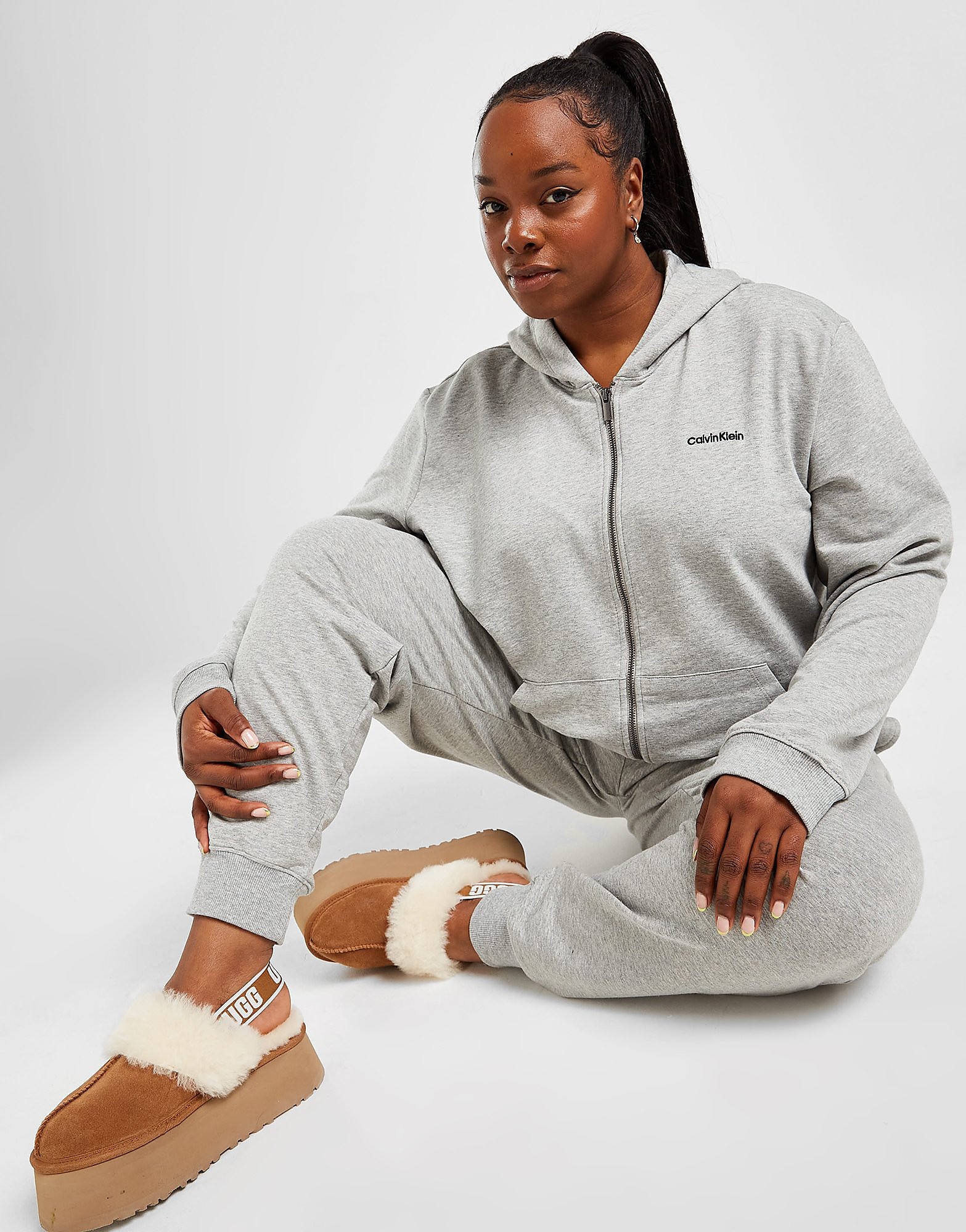 

Calvin Klein Plus Size Lounge Full Zip Hoodie - Grey - Womens, Grey