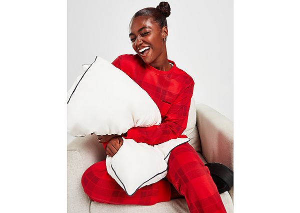Calvin Klein Plaid Long Sleeve Crew Pyjama Top, Red
