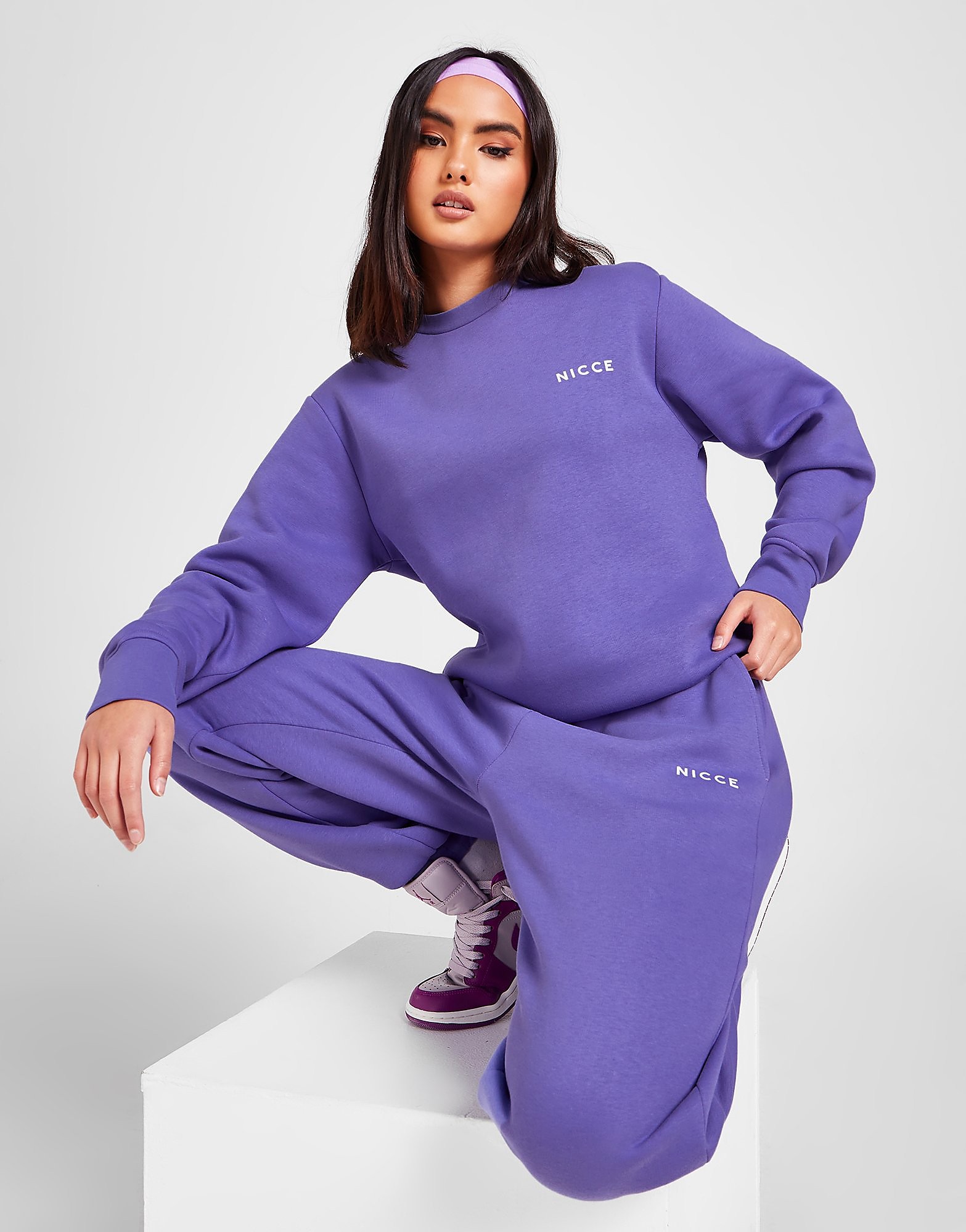 

Nicce Small Logo Crew Sweatshirt - Purple - Womens, Purple