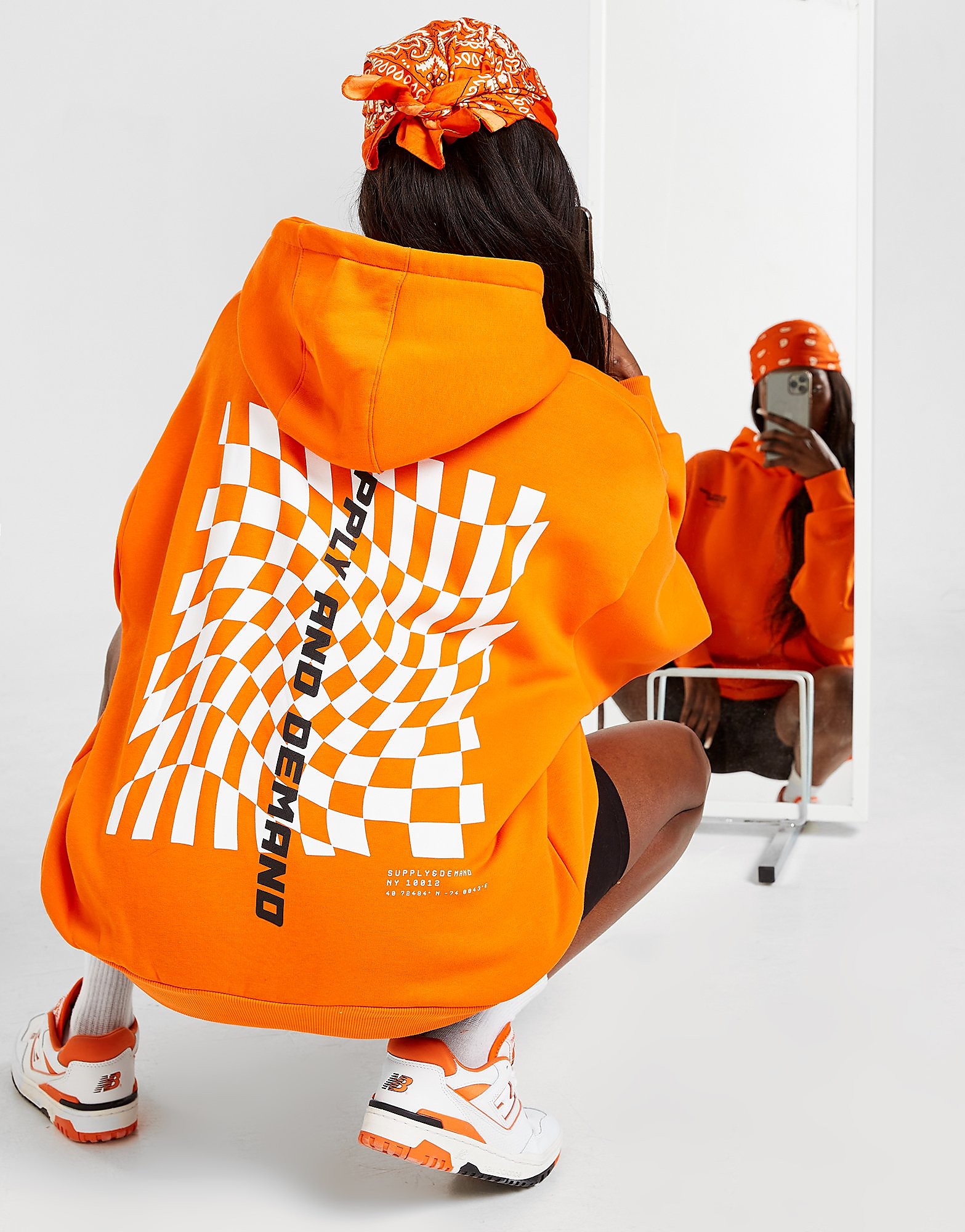 Supply & Demand Camisola com Capuz Checkerboard Overhead - Or-de-laranja - Womens, Or-de-laranja