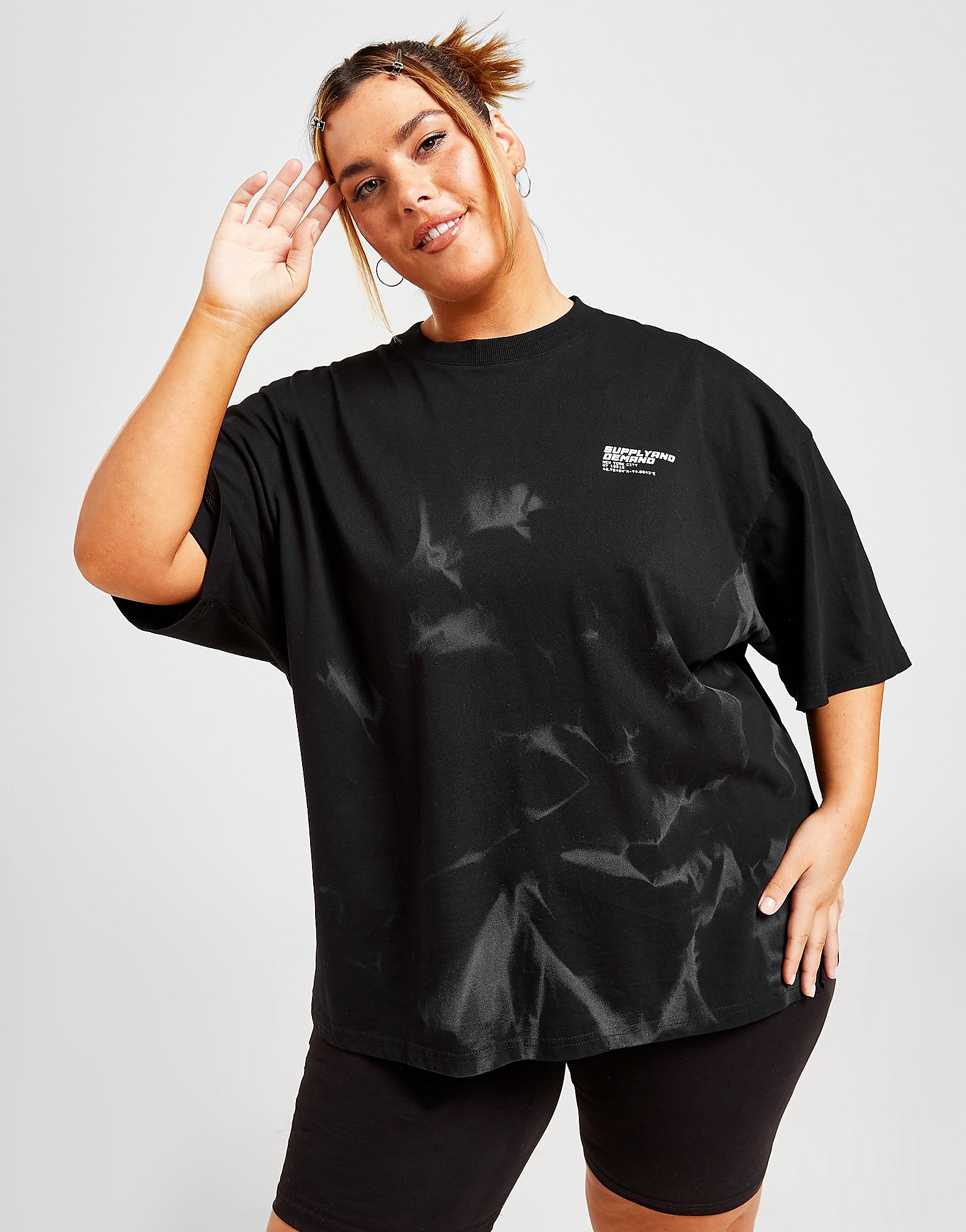 Supply & Demand Plus Size Acidwash Back Graphic Boyfriend T-Shirt - Black - Womens, Black