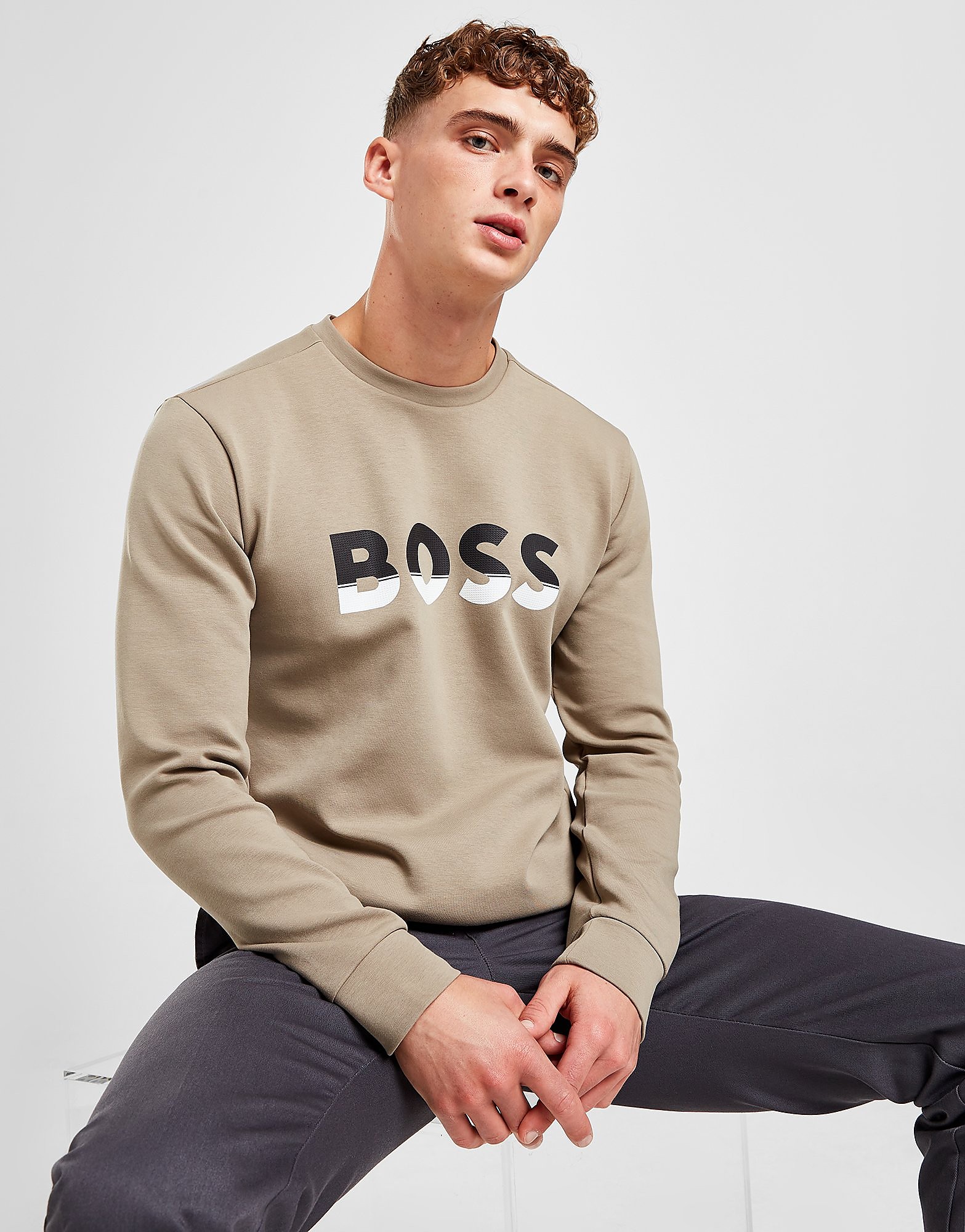

BOSS Block Salbo Sweatshirt - Brown - Mens, Brown