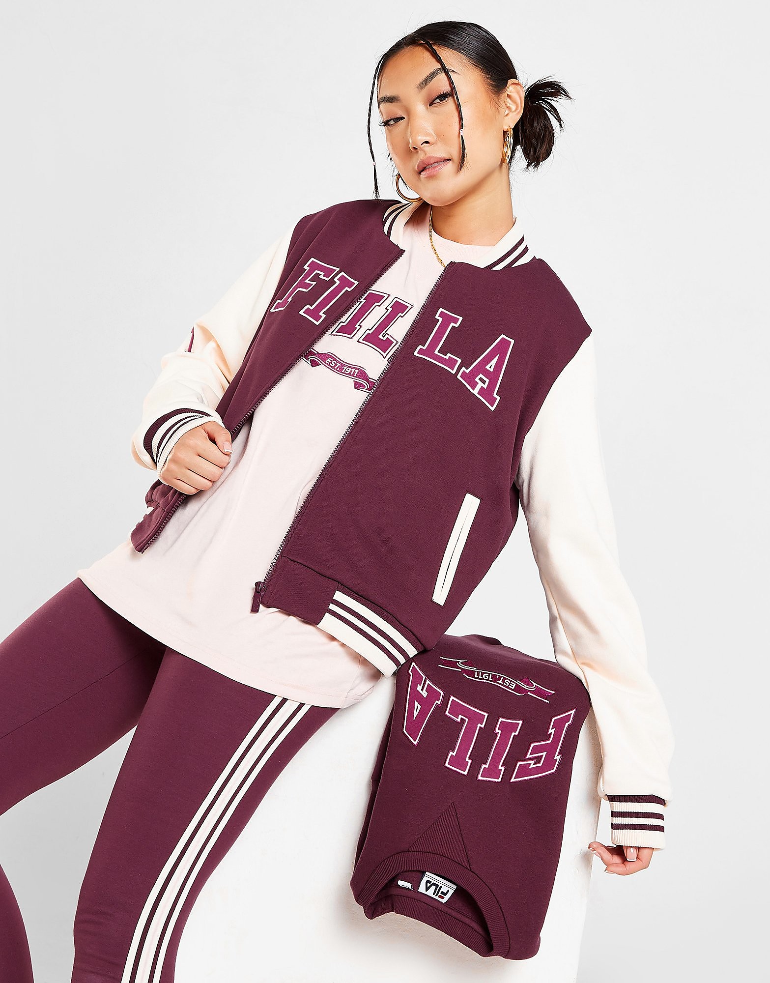 

Fila Varsity Bomber Jacket - Red - Womens, Red