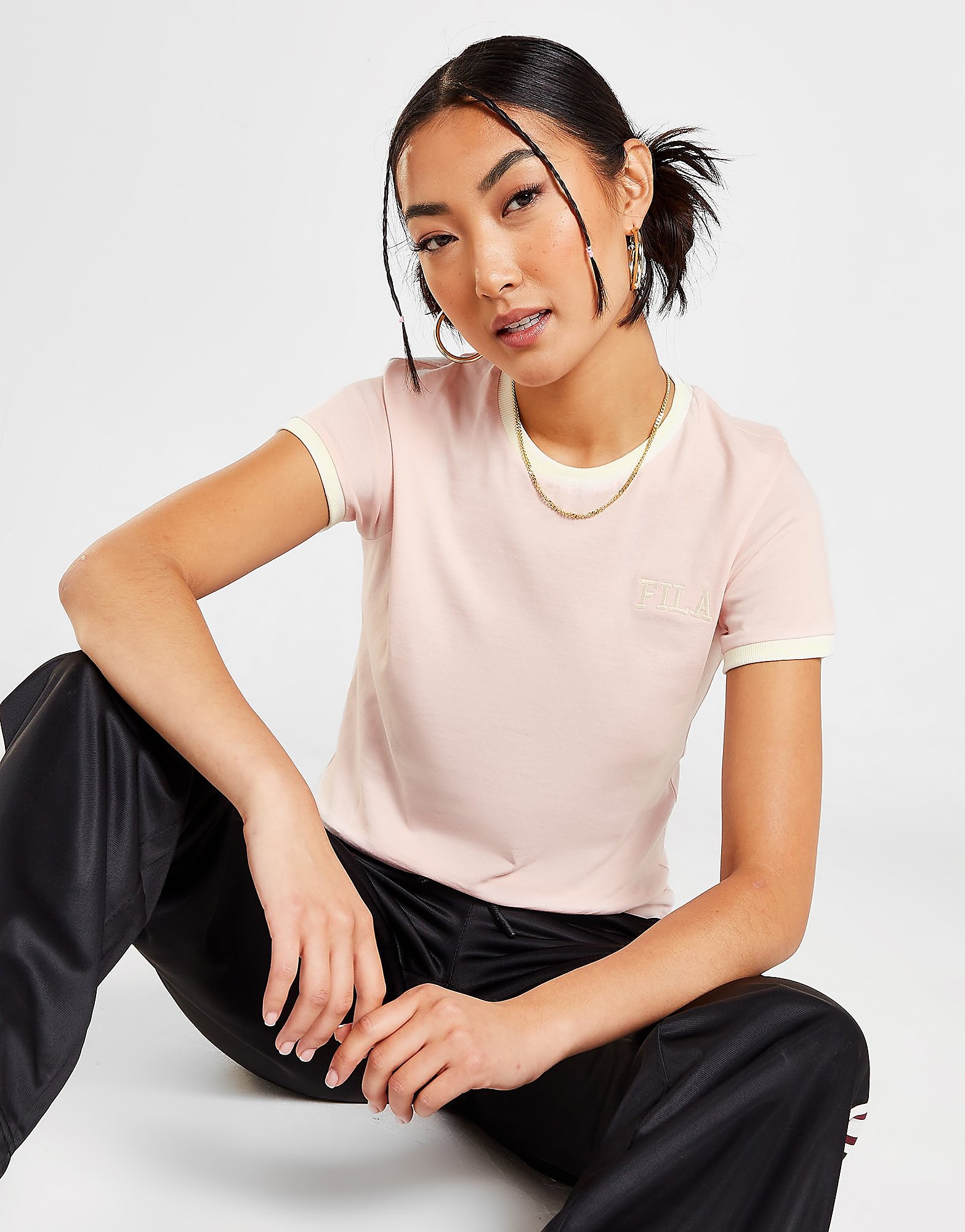 

Fila Slim Ringer T-Shirt - Pink - Womens, Pink