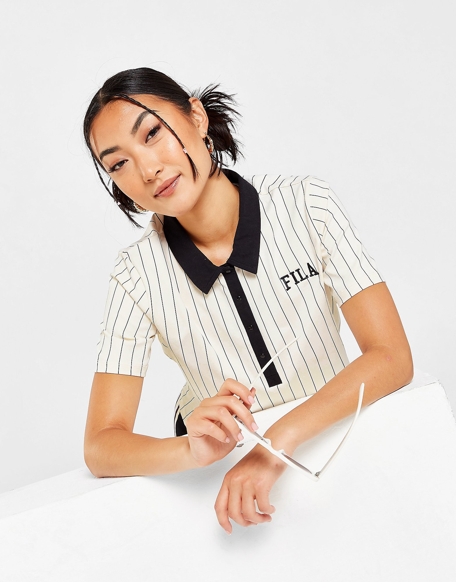

Fila Stripe Polo T-Shirt - White - Womens, White