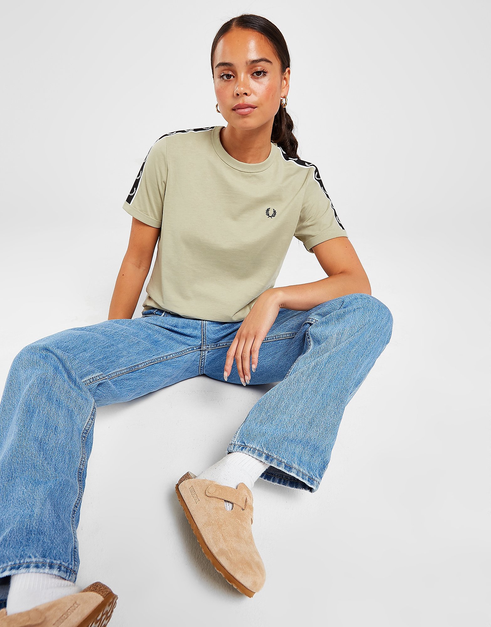

Fred Perry Tape Ringer T-Shirt - Green - Womens, Green