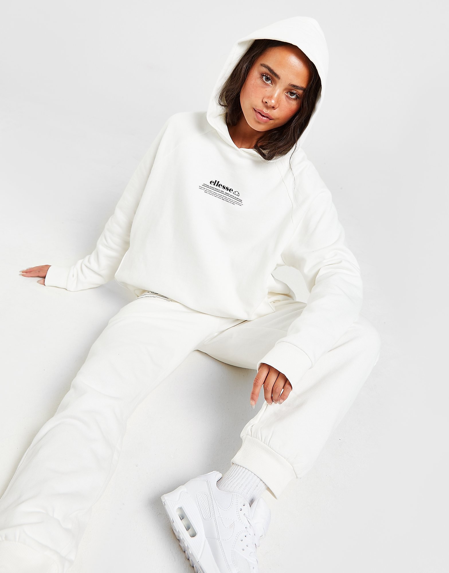 

Ellesse Text Logo Boxy Hoodie - White - Womens, White