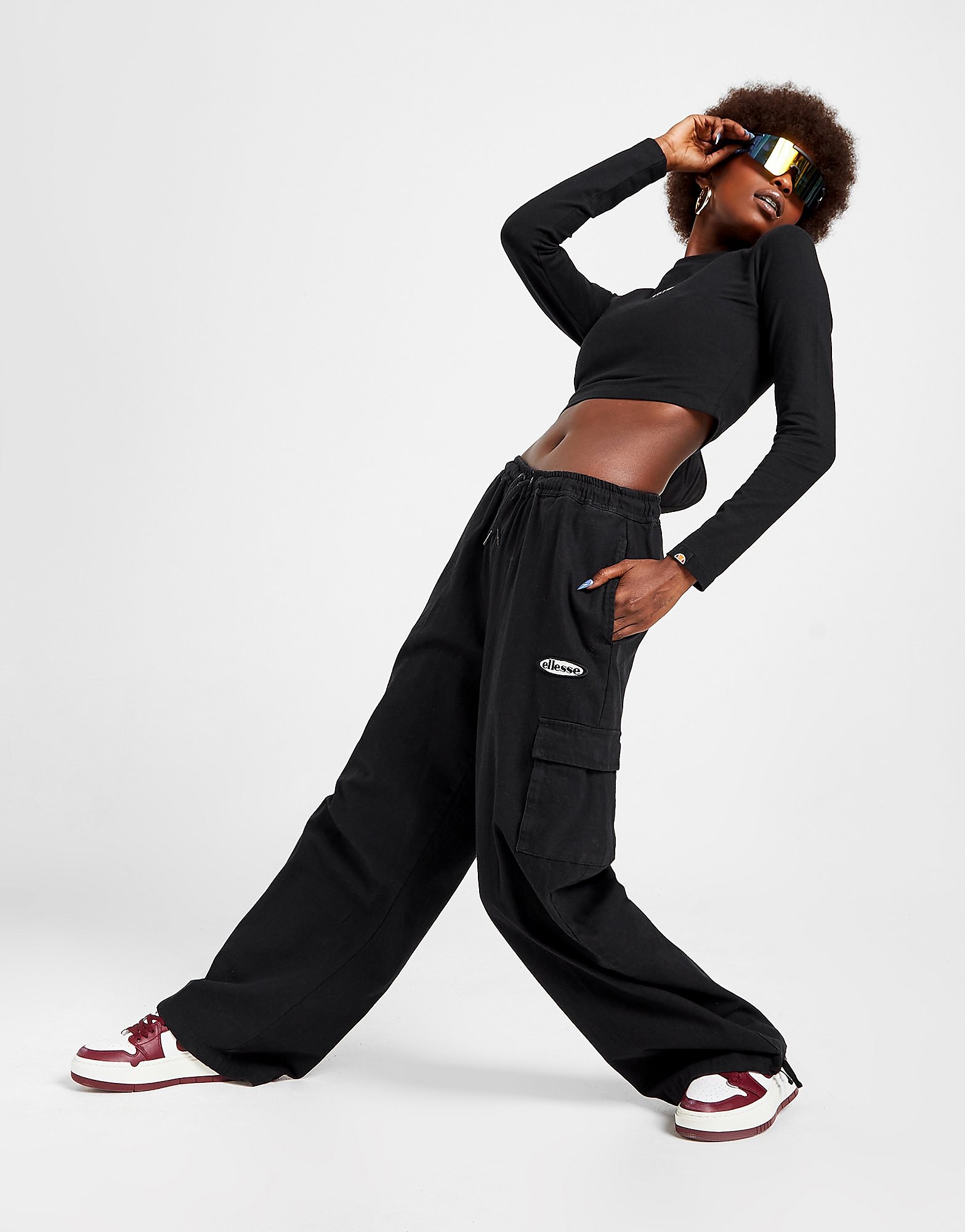 Ellesse Baggy Cargo Pants - Black - Womens, Black