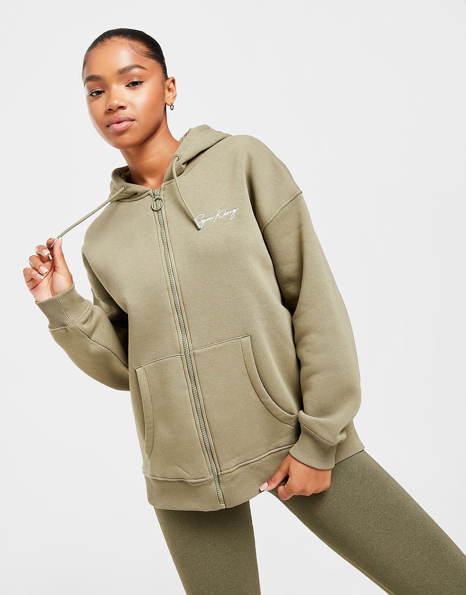 

Gym King Slouch Full Zip Hoodie - Green - Womens, Green