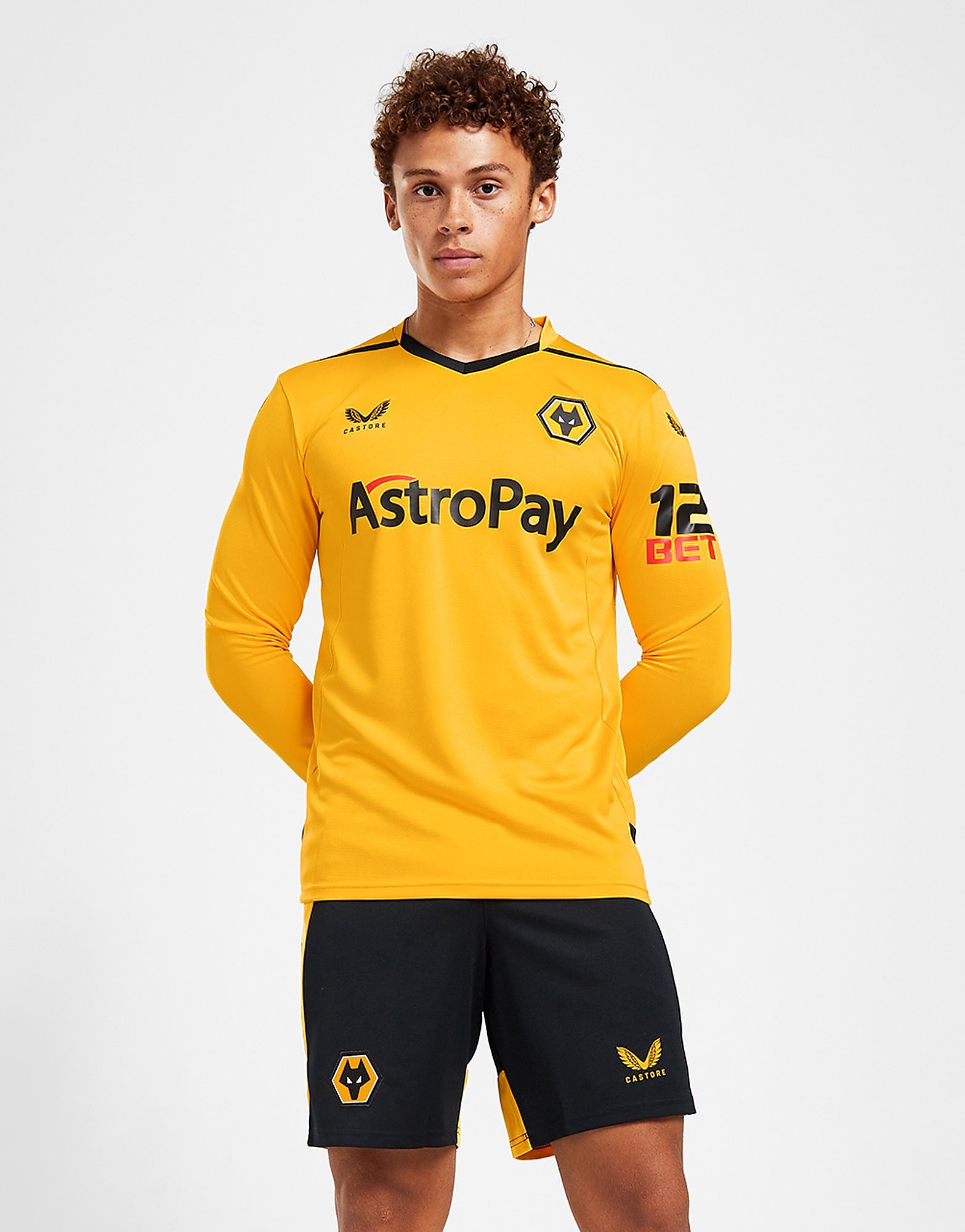 Castore Calções do Equipamento Principal Wolverhampton Wanderers FC 2022/23 - Preto - Mens, Preto