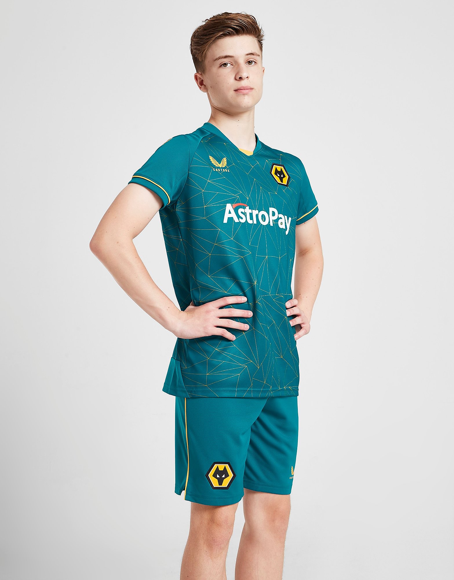 Castore Calções Equipamento Alternativo Wolverhampton Wanderers 22/23 para Júnior PRE - Azul - Kids, Azul