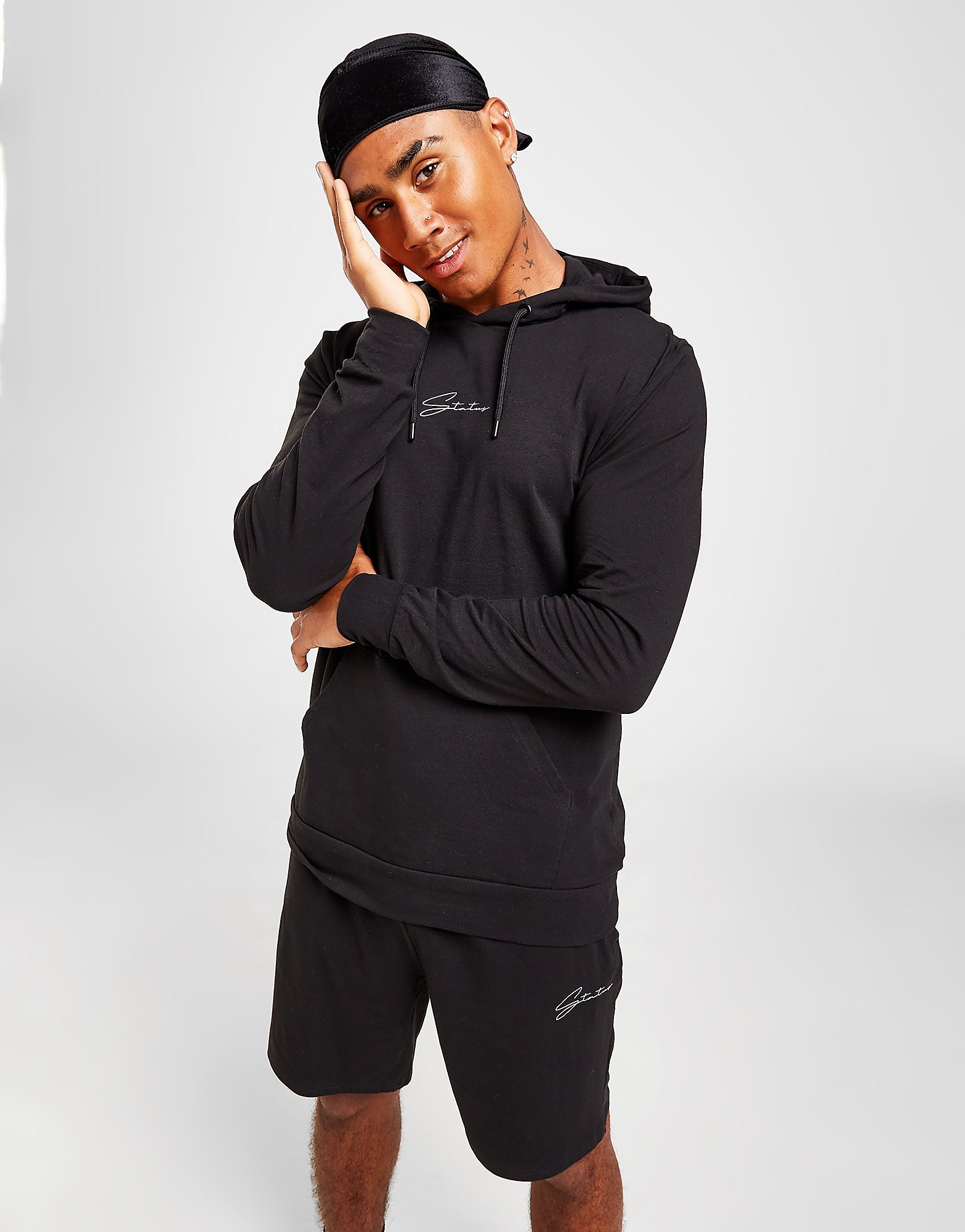 

Status Jersey Hoodie/Shorts Lounge Set - Black - Mens, Black