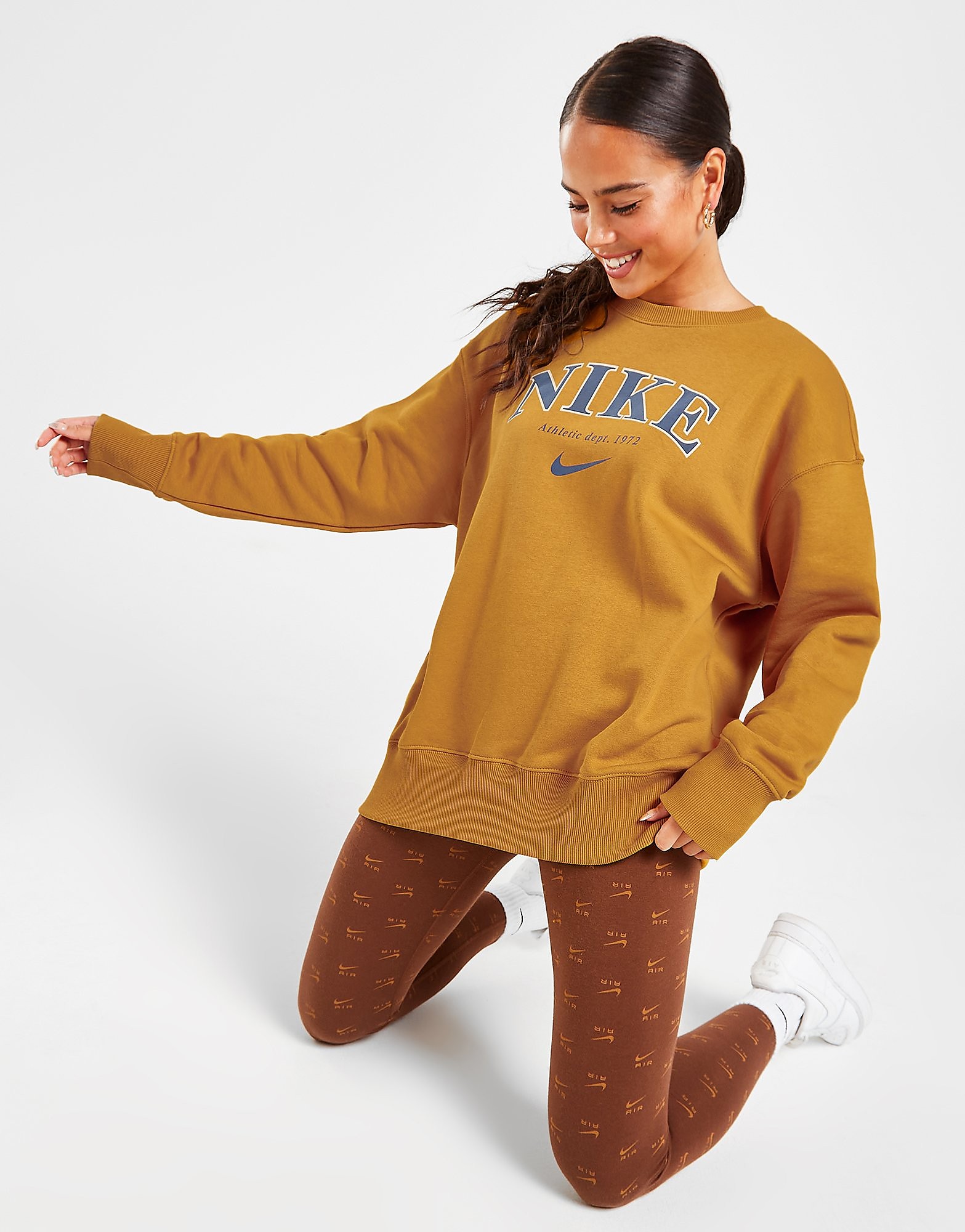 

Nike Fleece Varsity Oversized Crew Sweatshirt - Yellow - Womens, Yellow
