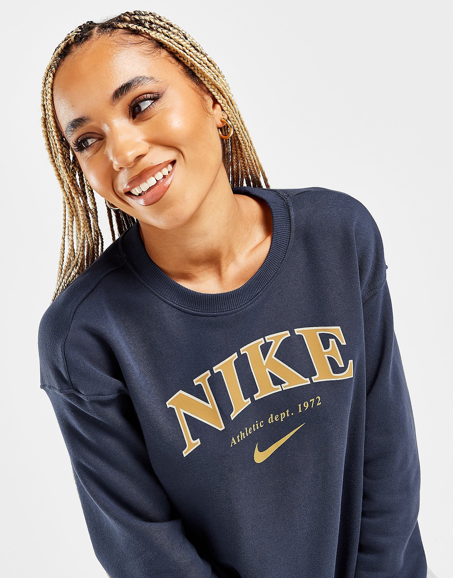 

Nike Fleece Varsity Oversized Crew Sweatshirt - Navy - Womens, Navy