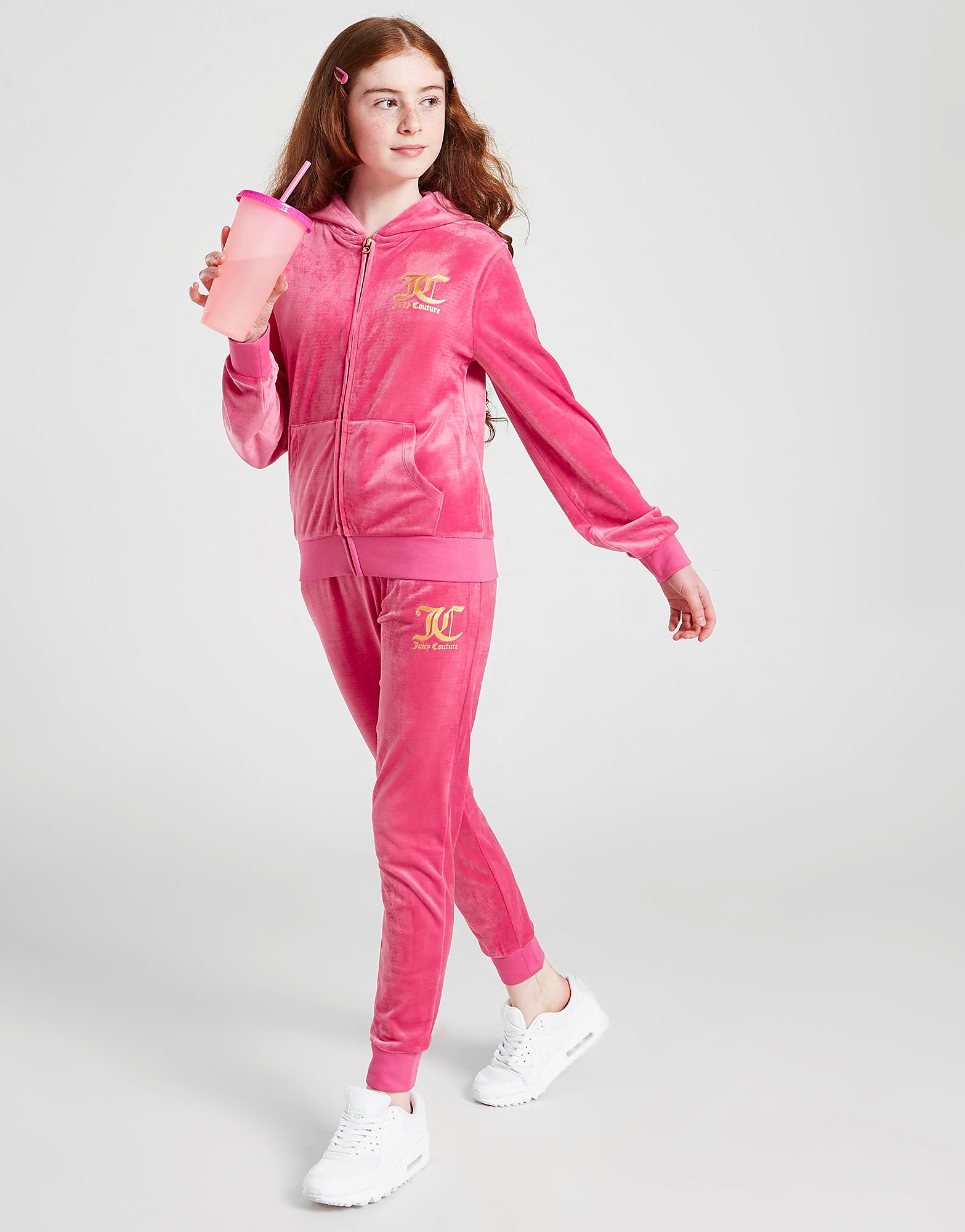 

JUICY COUTURE Girls' Full Zip Hooded Flare Tracksuit Junior - Pink - Kids, Pink