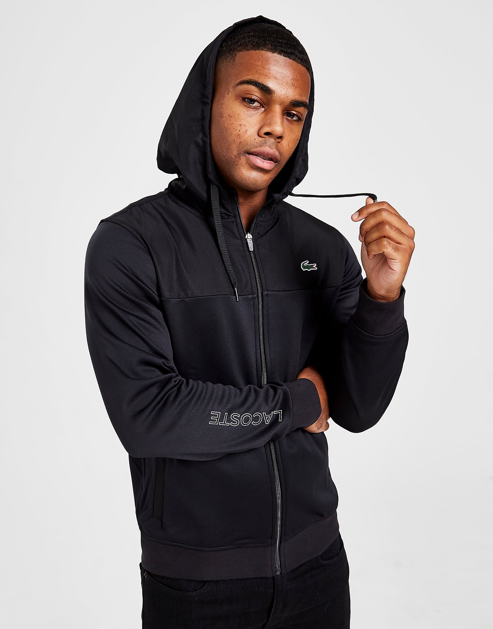 

Lacoste Poly Overlay Full Zip Hoodie - Only at JD - Black - Mens, Black