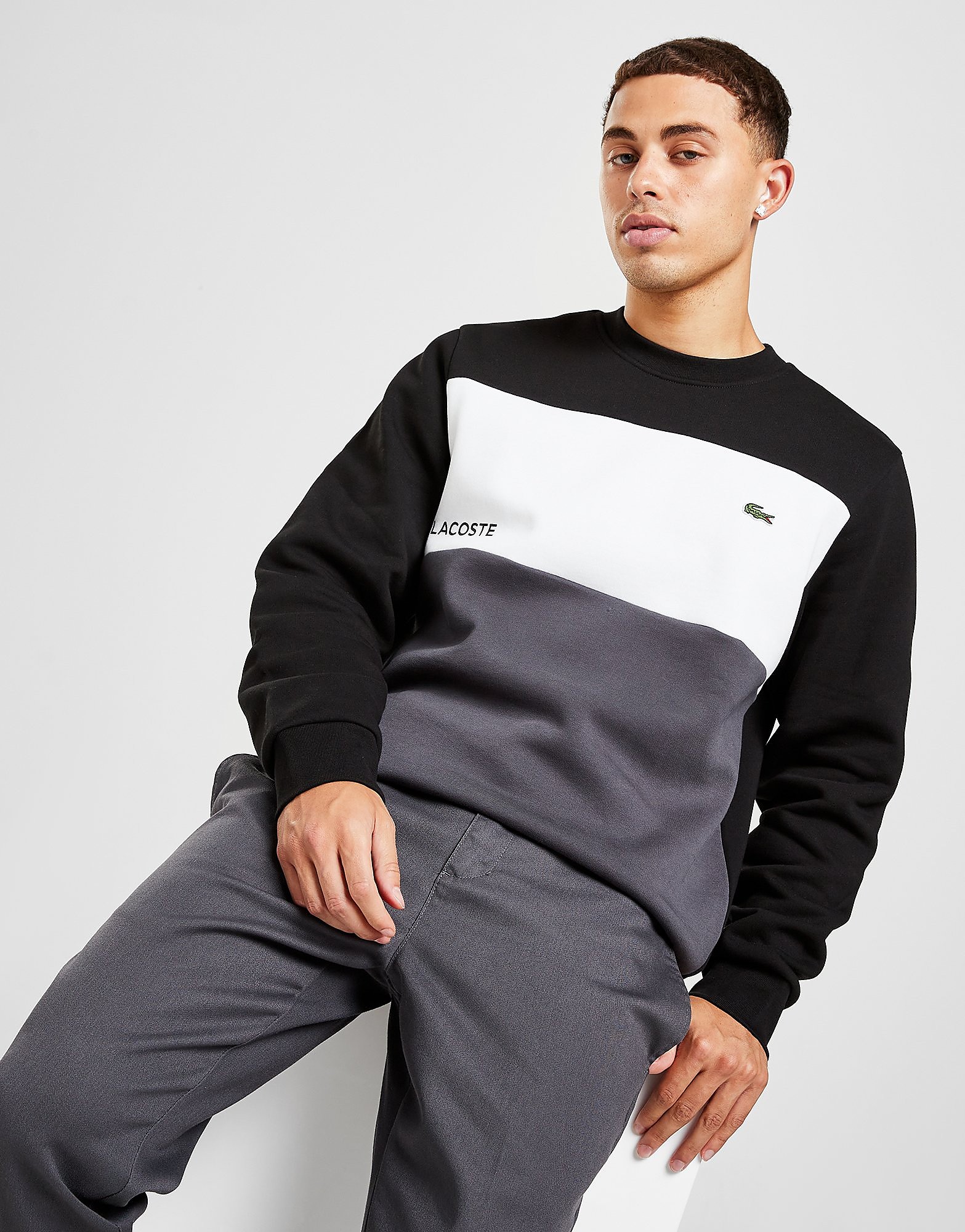 

Lacoste Colour Block Crew Sweatshirt - Only at JD - Black/Grey - Mens, Black/Grey
