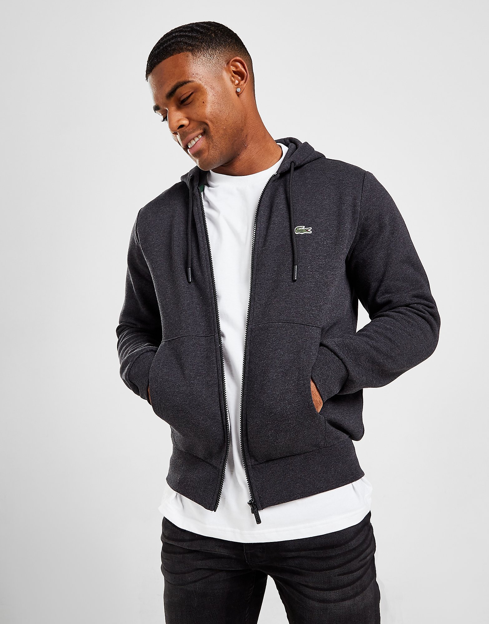 

Lacoste Core Full Zip Hoodie - Black - Mens, Black
