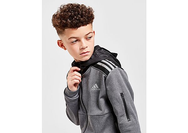 Adidas Full Zip Tech Woven Hoodie Junior - Only at JD - Grey - Kids, Grey