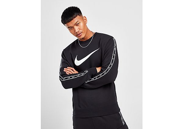 Nike Tape Crew Sweatshirt - Black/White - Mens, Black/White