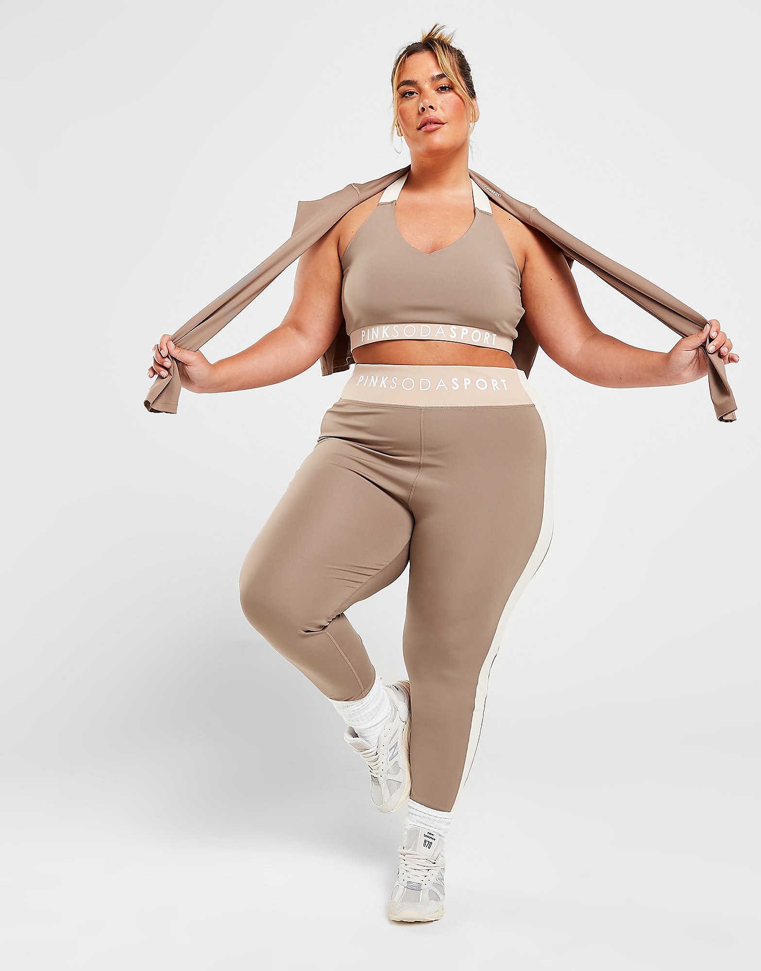 

Pink Soda Sport Plus Size Ascot Colour Block Tights - Brown - Womens, Brown