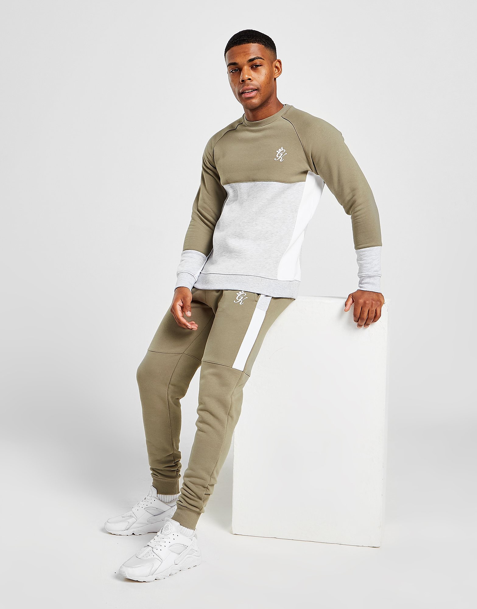 

Gym King Minefield Crew Tracksuit - Brown/STO/WH - Mens, Brown/STO/WH