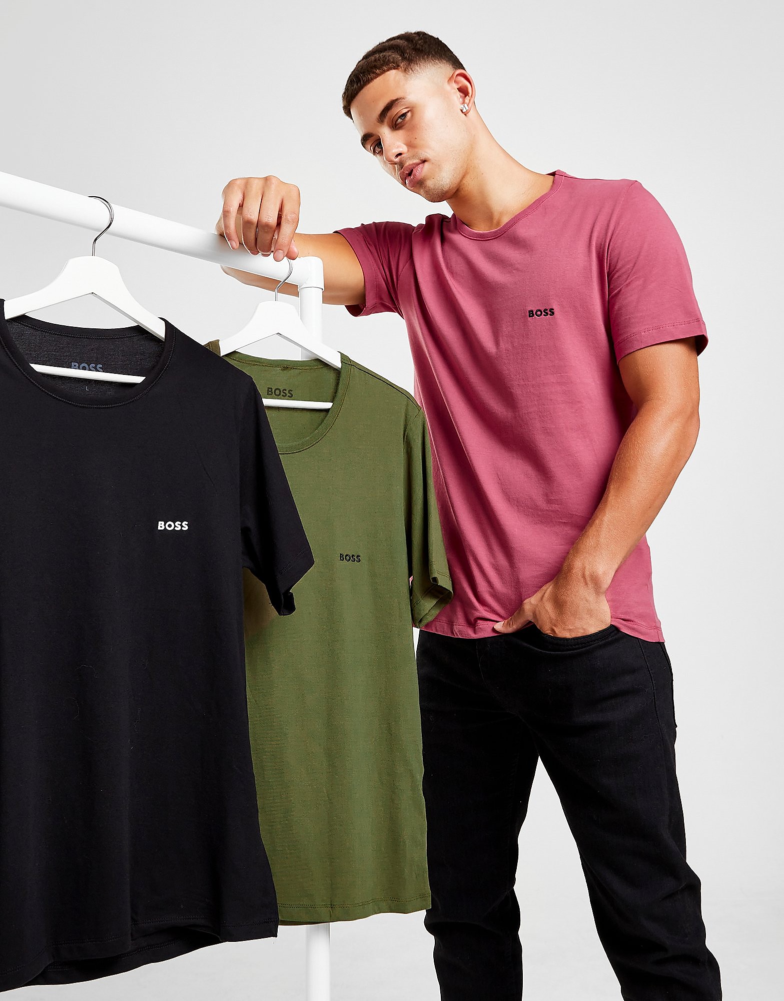 

BOSS 3 Pack Lounge T-Shirts - Green/Pink - Mens, Green/Pink